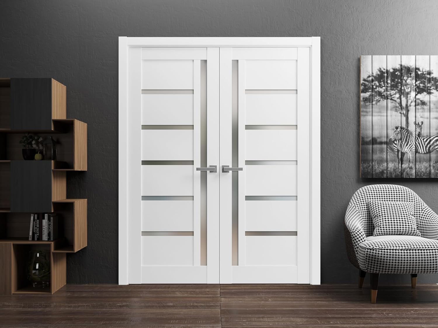 SARTODOORS French Double Panel Lite Doors 60x96 with Hardware