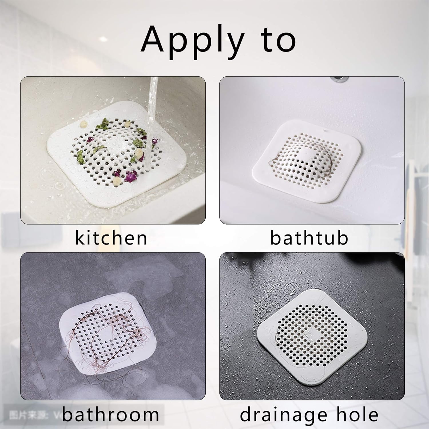 HSP-HSWITI Drain Hair Catcher with Suction Cups 2 Pack