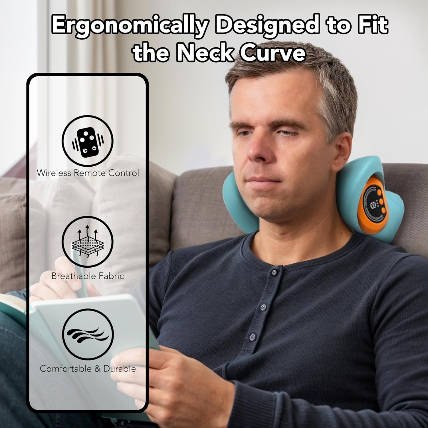 STILEFIX Neck Massager Pillow with Heat 3 Modes Ergonomic Design