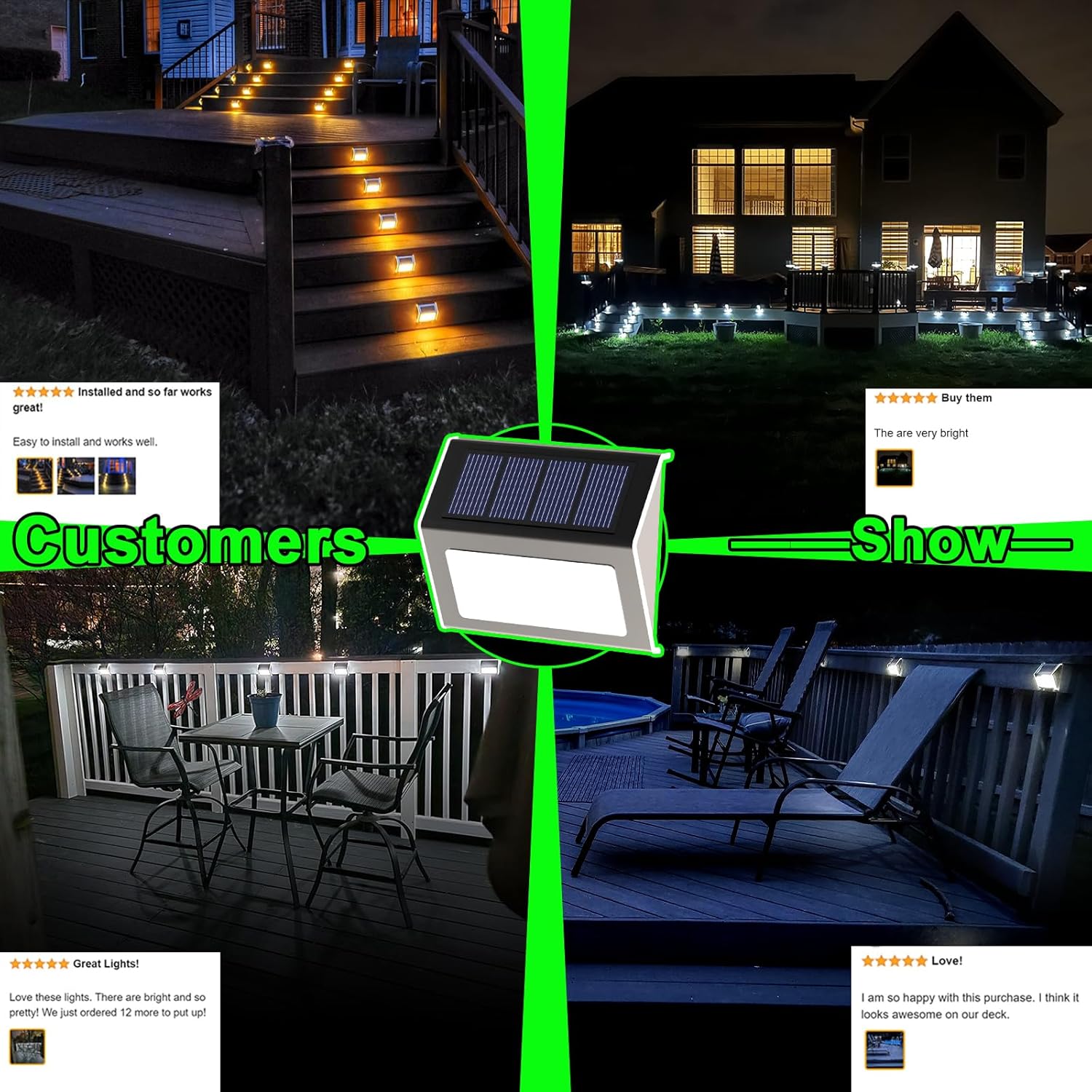 JSOT Outdoor Solar Lights 6 Pack Waterproof Step Lights