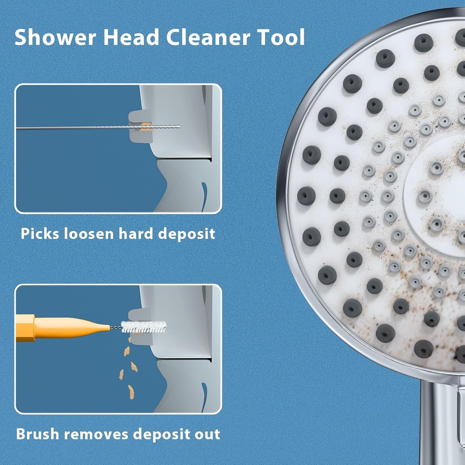 Lumkew Shower Head Cleaner Tool with 10 Picks and 3D Printer Brush