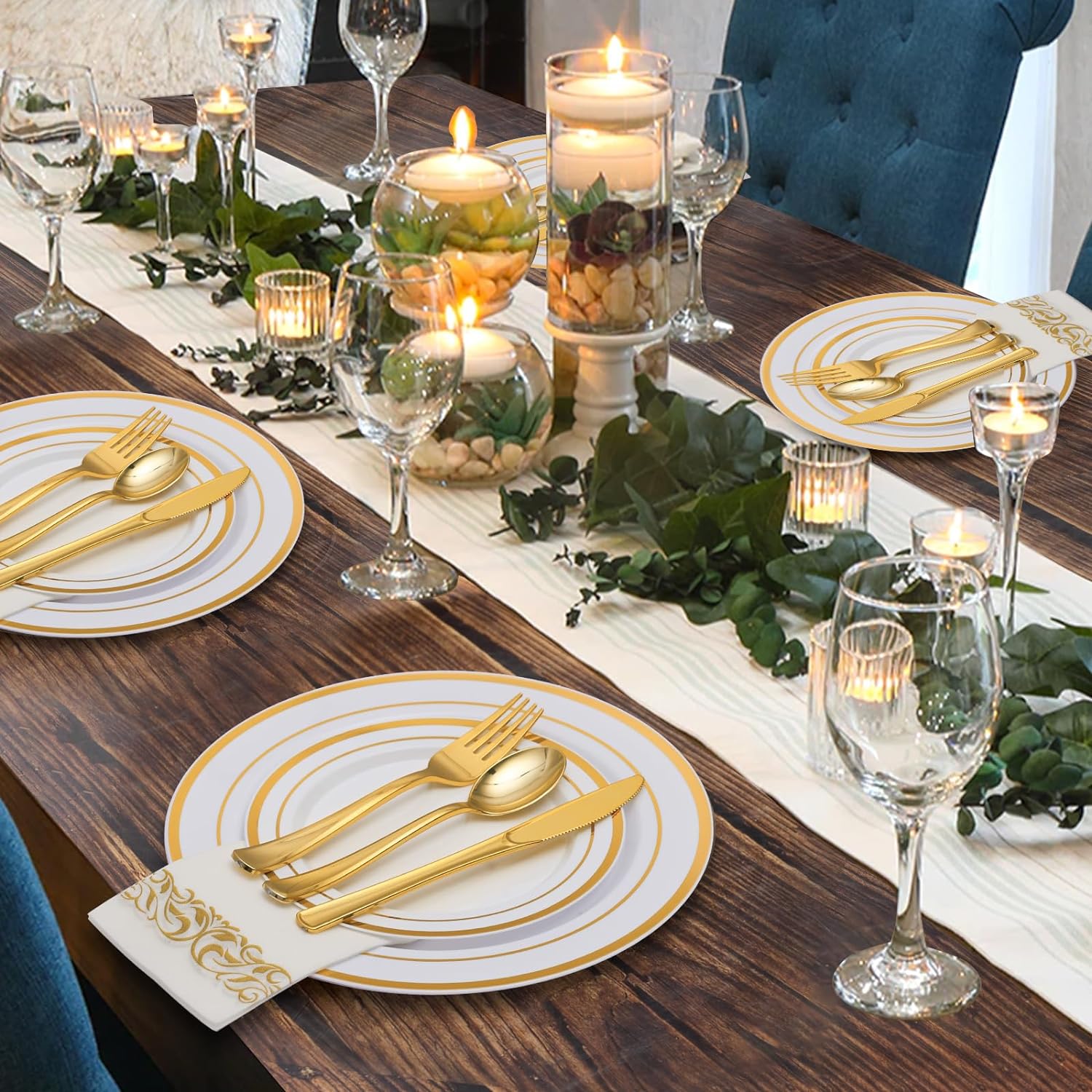 Goodluck 500PCS Gold Plastic Cutlery Set