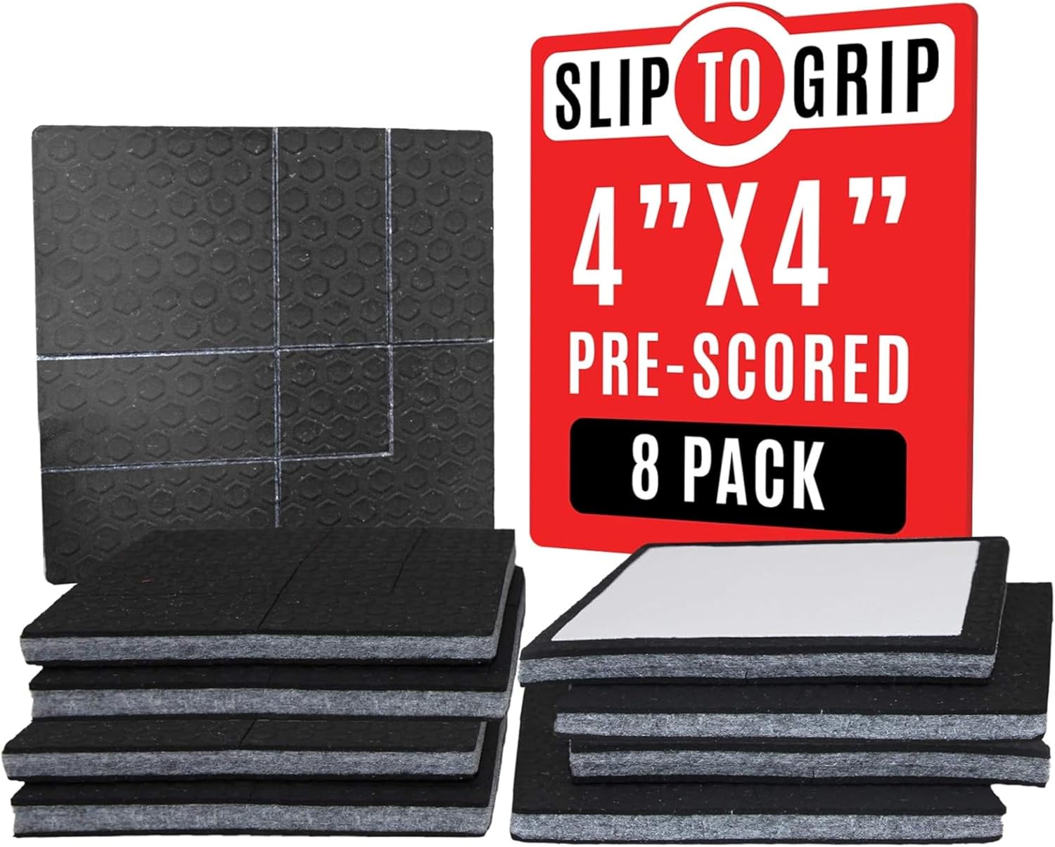 SlipToGrip Non-Slip Furniture Pads 4x4 Multi-Pack 8 Pads