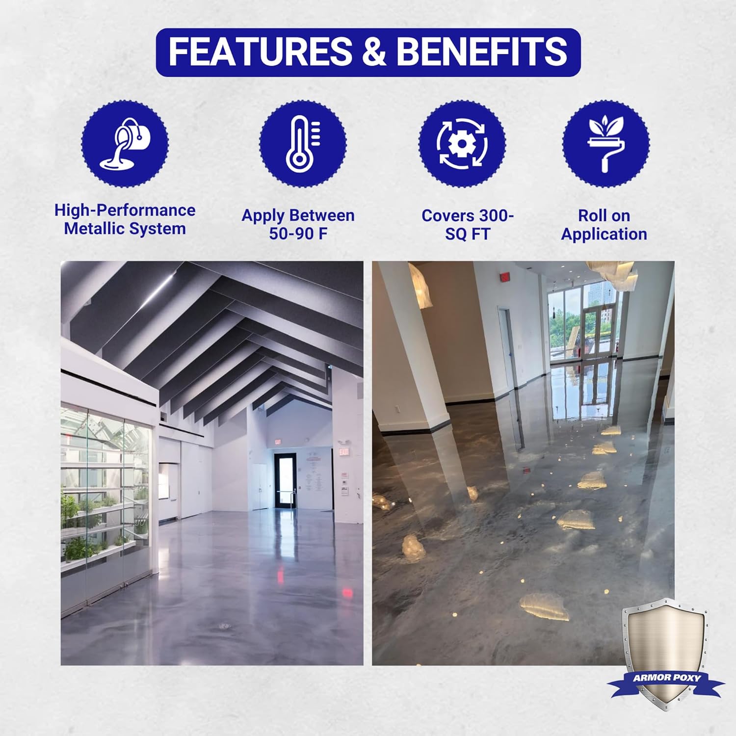ArmorPoxy Metallic Epoxy Floor Kit 300 Sq Ft 1