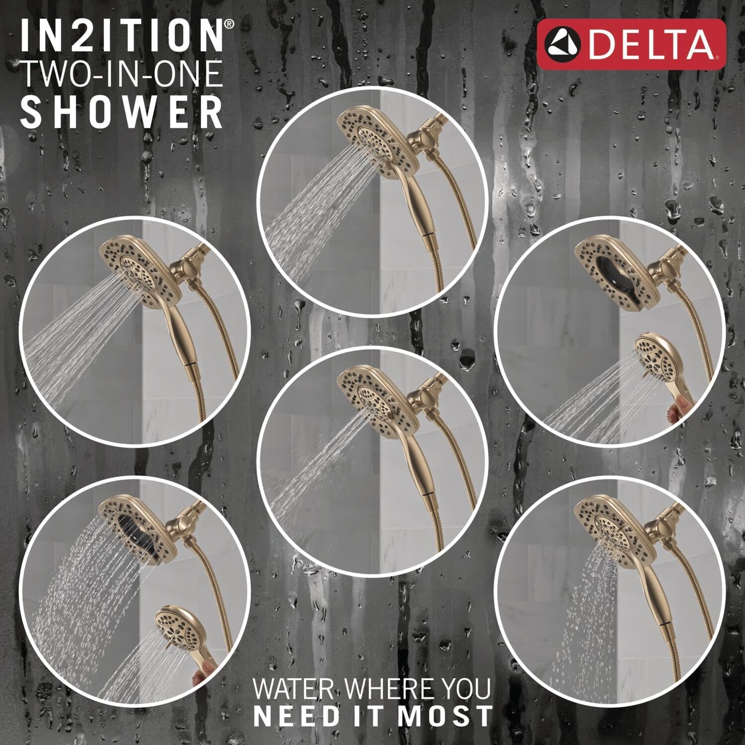Delta Faucet 4-Spray In2ition Dual Shower Head with Handheld