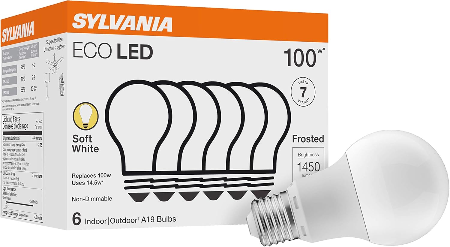 LEDVANCE SYLVANIA ECO A19 LED Bulb 6 Pack 145W 2700K