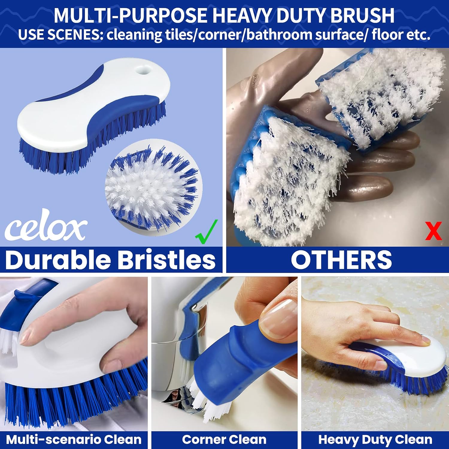 CELOX 5 Pack Deep Cleaning Brush Set with Hanging Holes