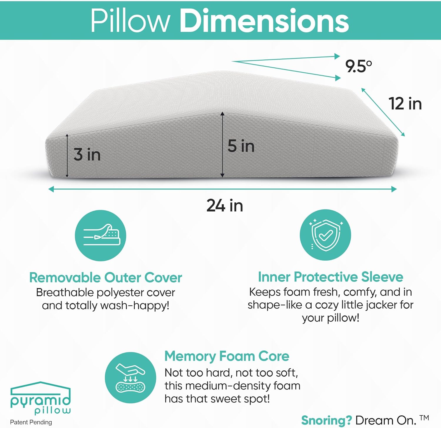 Pyramid Pillow - Anti-Snoring Aid for Side Sleepers
