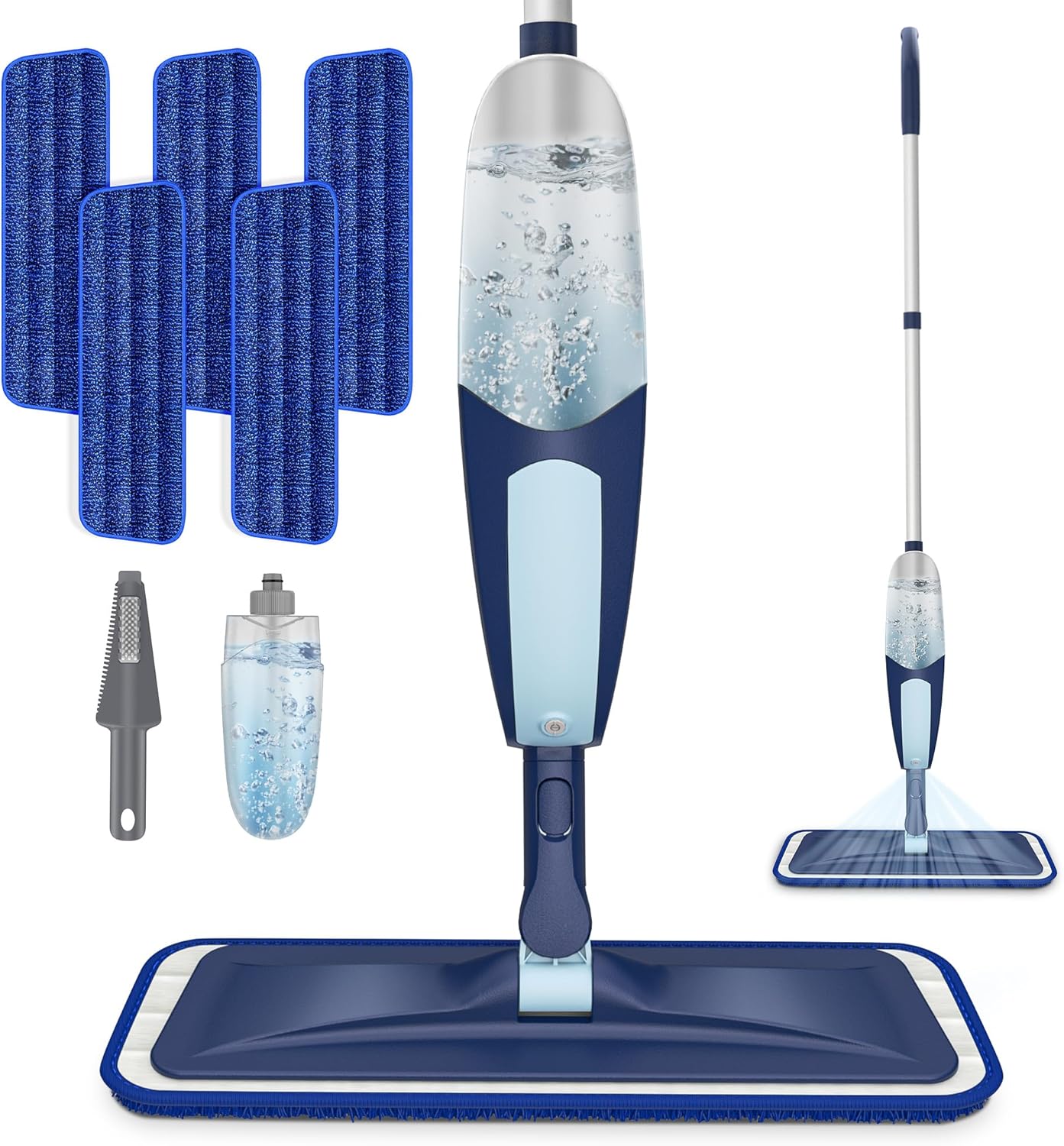 TRAV-ROUND Spray Mop with 5 Washable Pads and Refillable Bottle 1