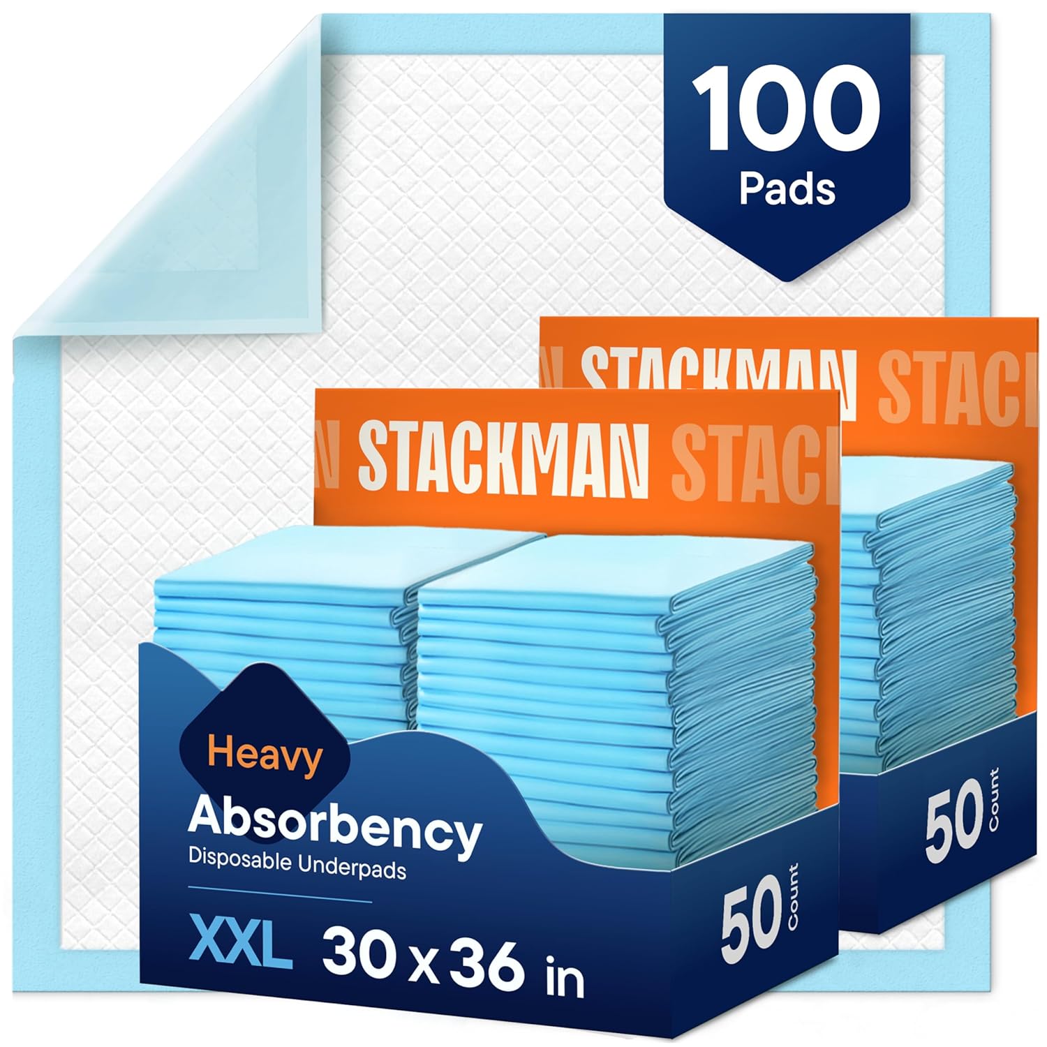 Stack Man Chucks Pads 100-Pack Extra Large Incontinence Underpads