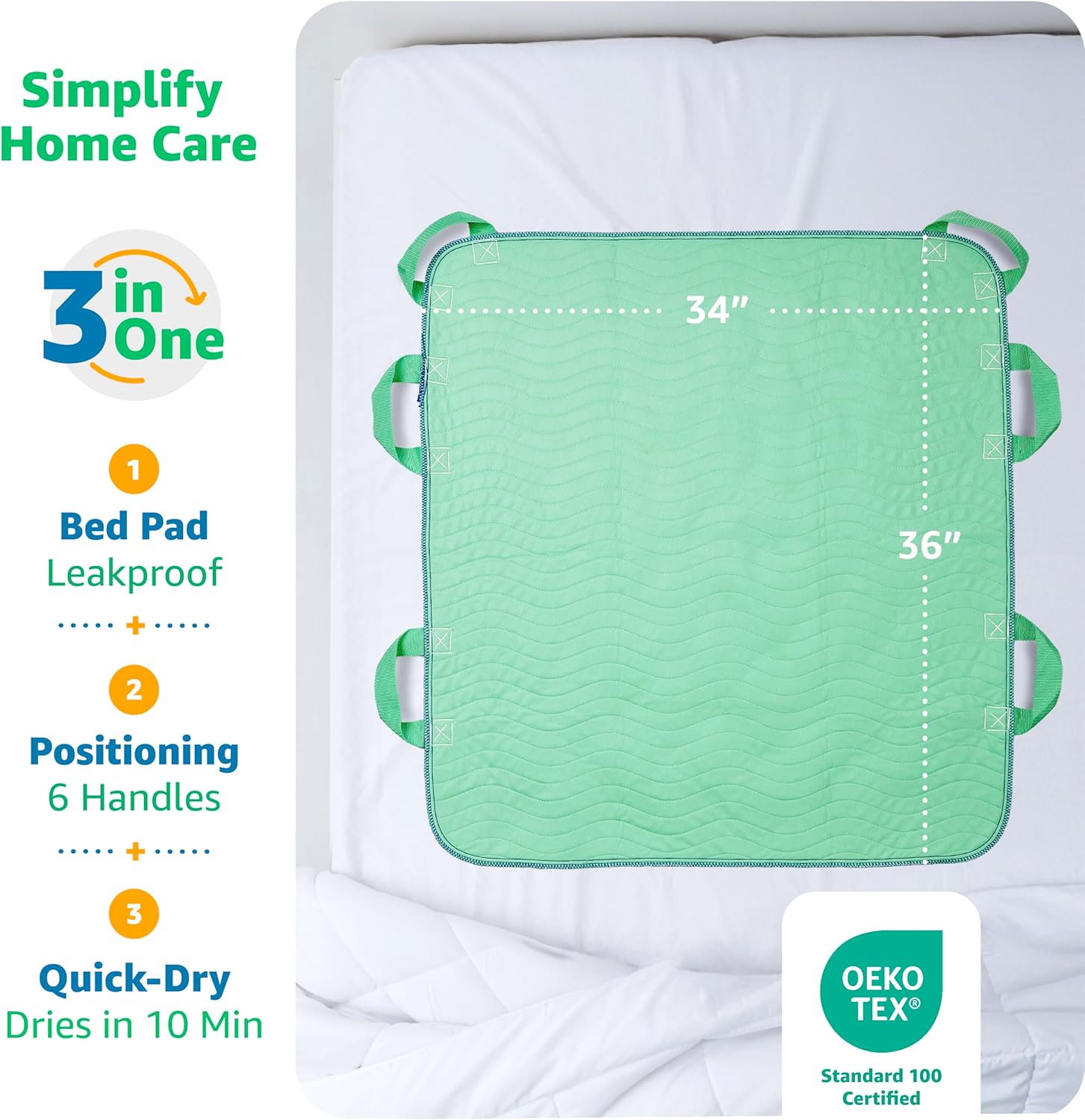 Improvia Positioning Bed Pad 34x36 with Handles