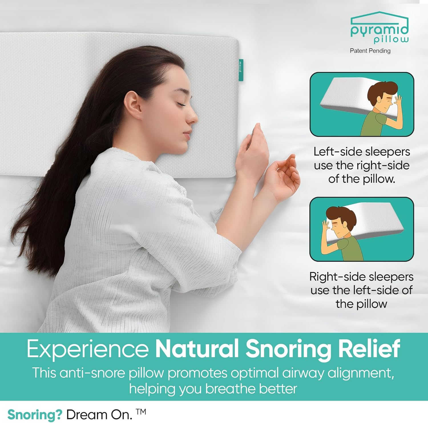 Pyramid Pillow - Anti-Snoring Aid for Side Sleepers
