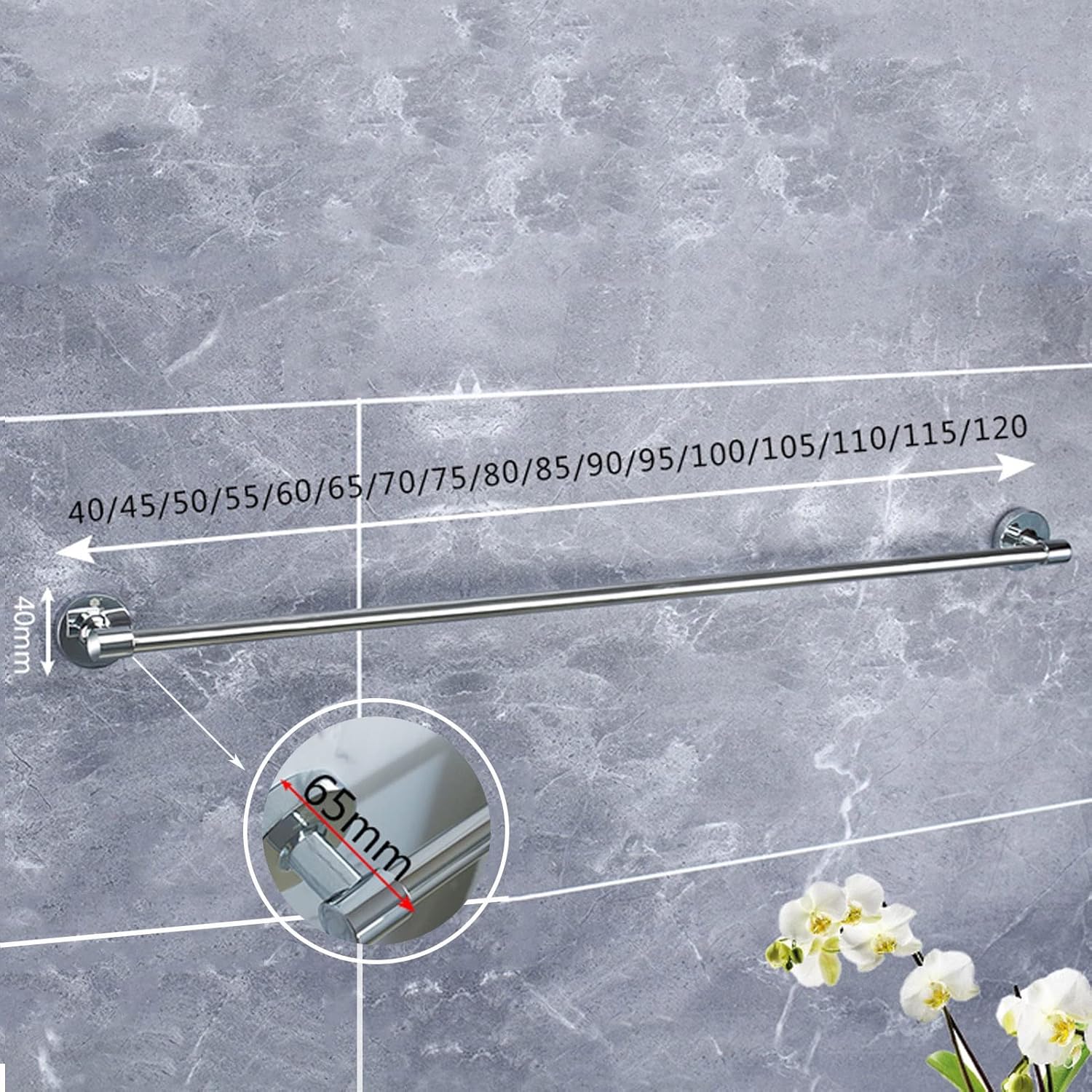 Stainless Steel Wall Mounted Towel Bar 40cm-120cm