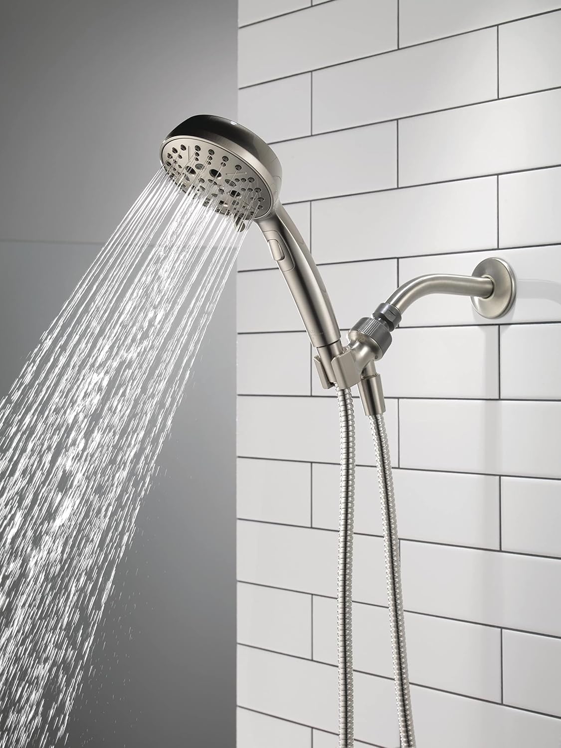 Delta H2Okinetic 6-Spray Handheld Shower Head with Hose Brushed Nickel