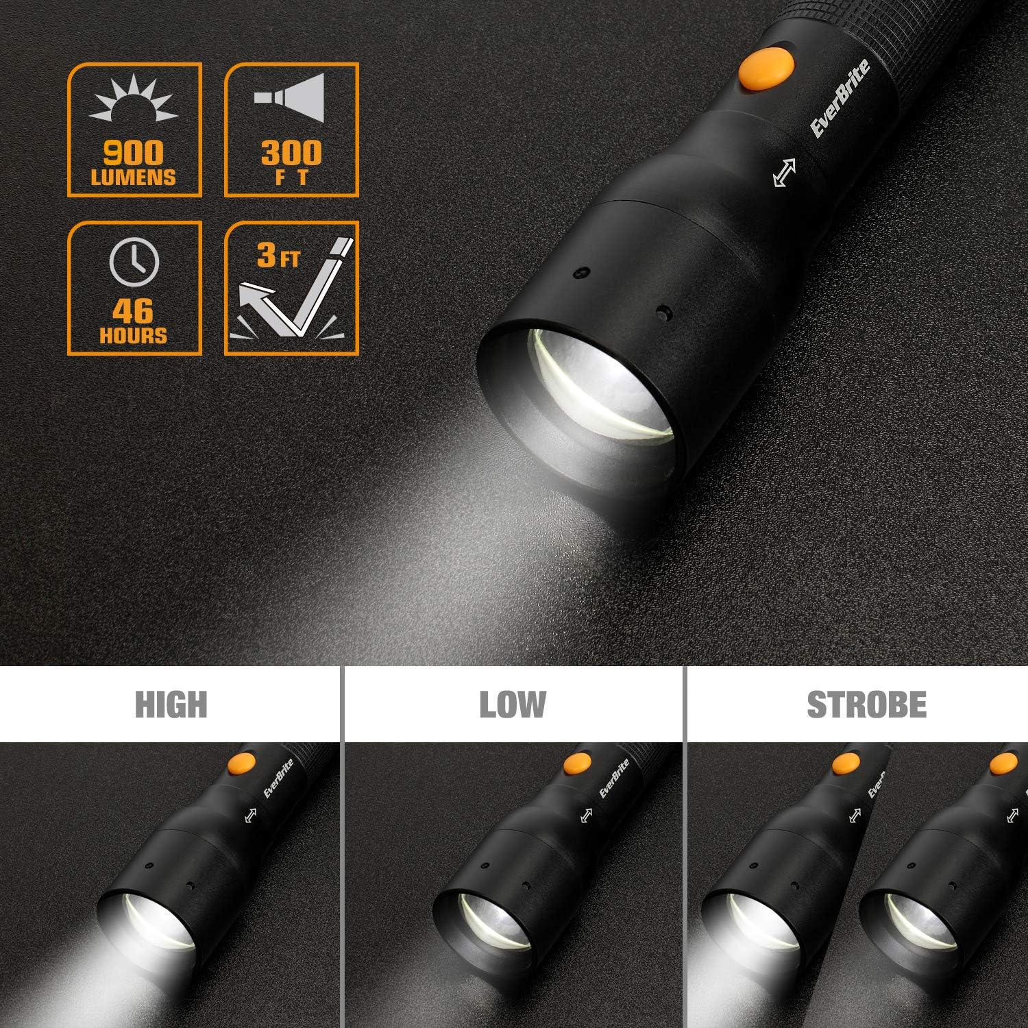 EverBrite Ultra Bright Tactical Flashlight 900 Lumen