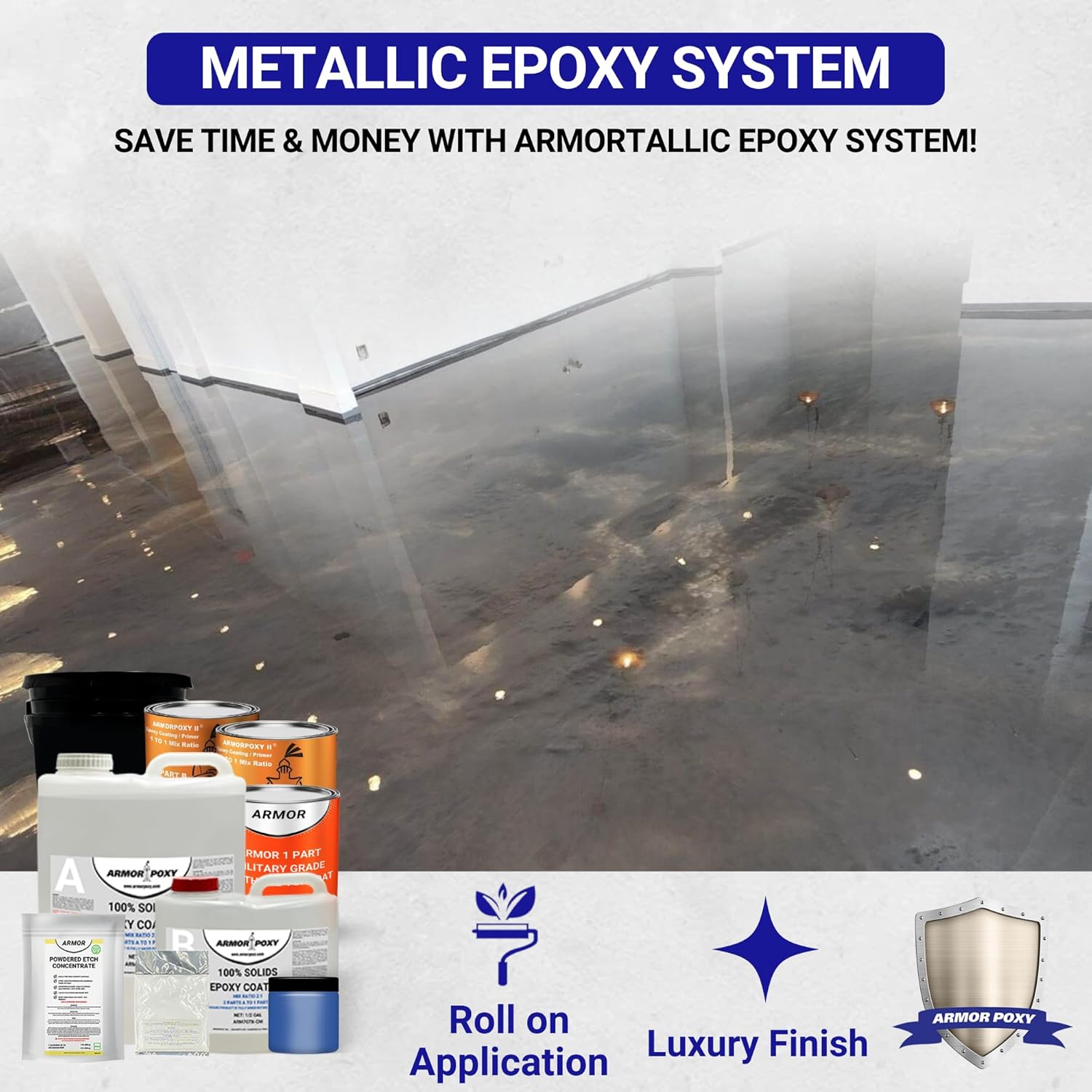 ArmorPoxy Metallic Epoxy Floor Kit 300 Sq Ft 1