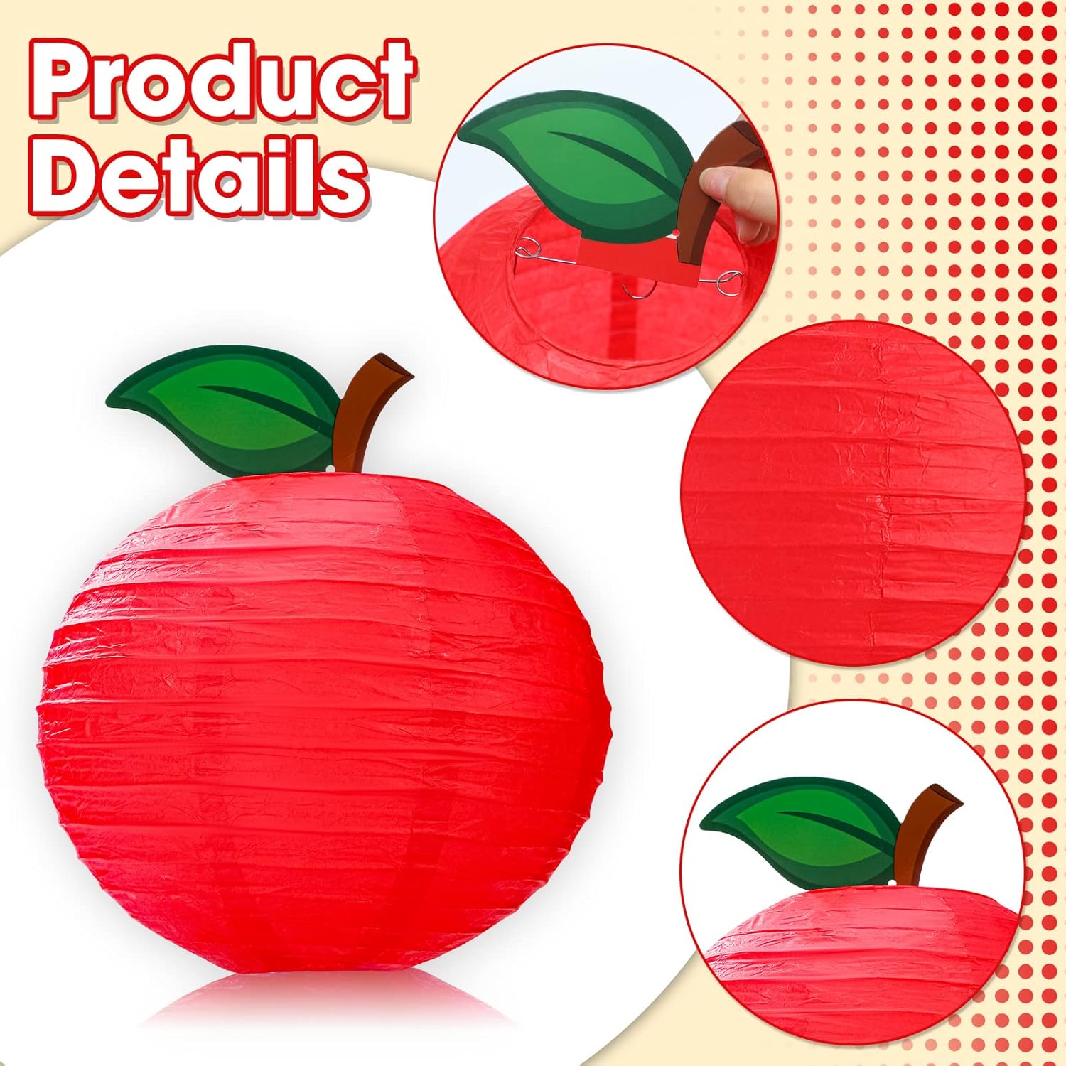 Retisee 12 Pcs Red Apple Paper Lanterns Classroom Decor 1