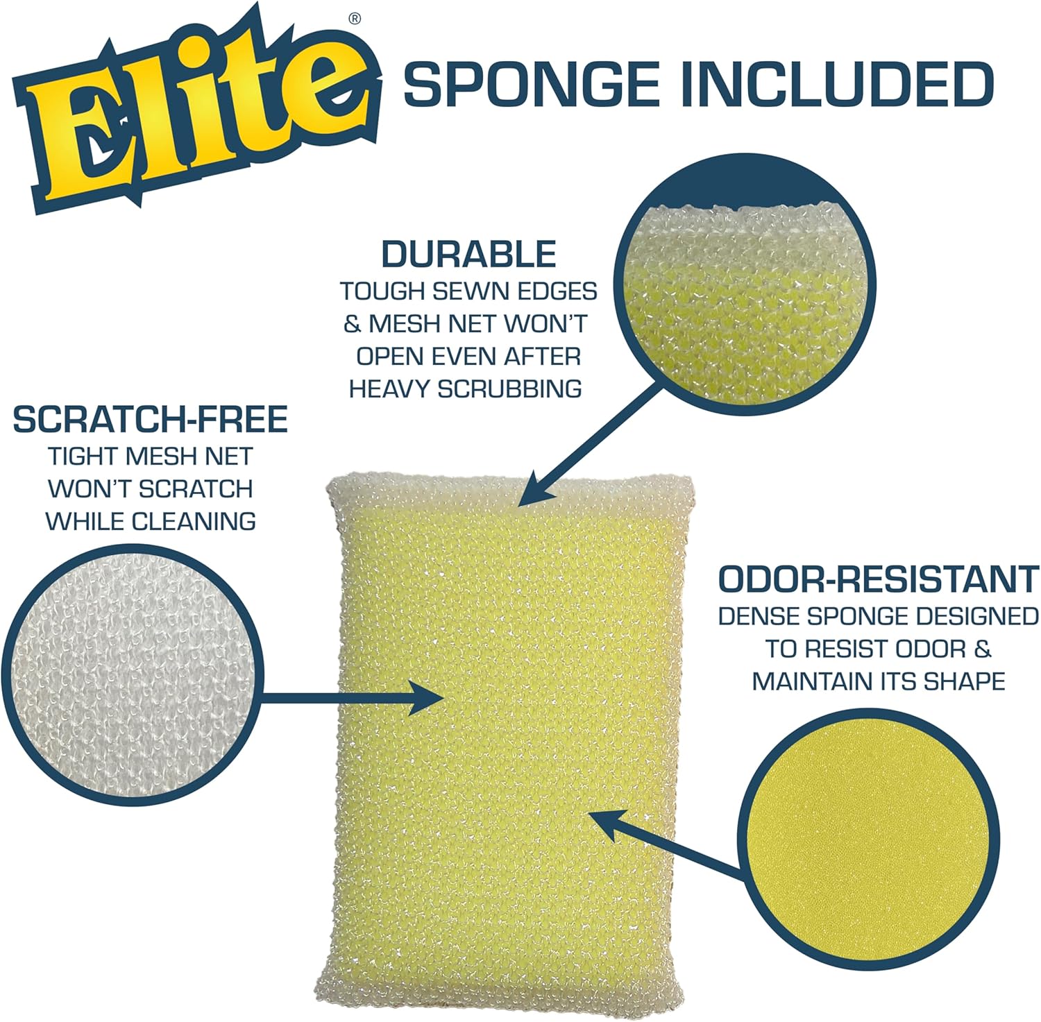 Elite Buddy Dish Soap Dispenser with Sponge Holder White