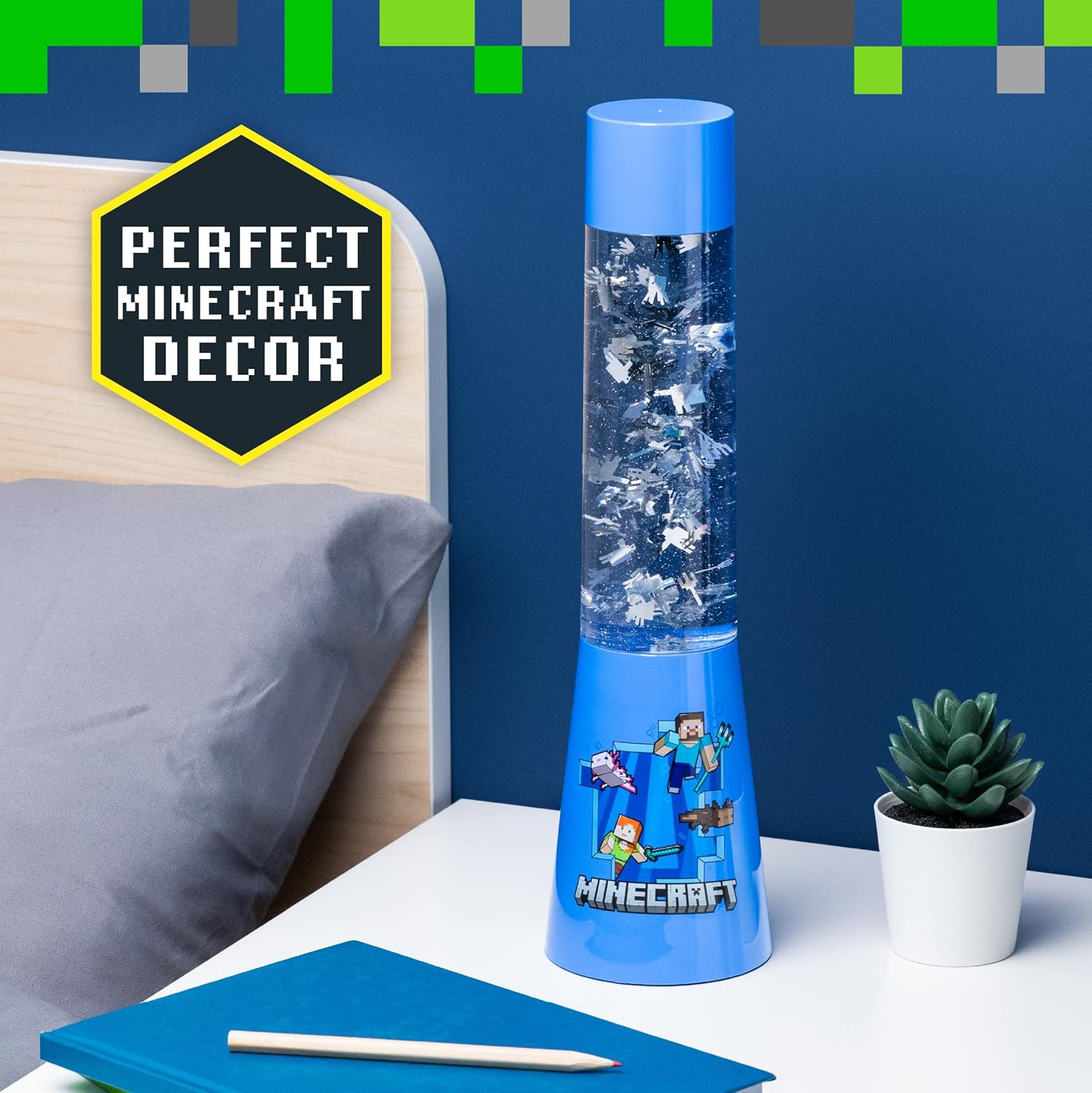 Paladone Minecraft Glitter Flow Lamp for Kids and Tweens