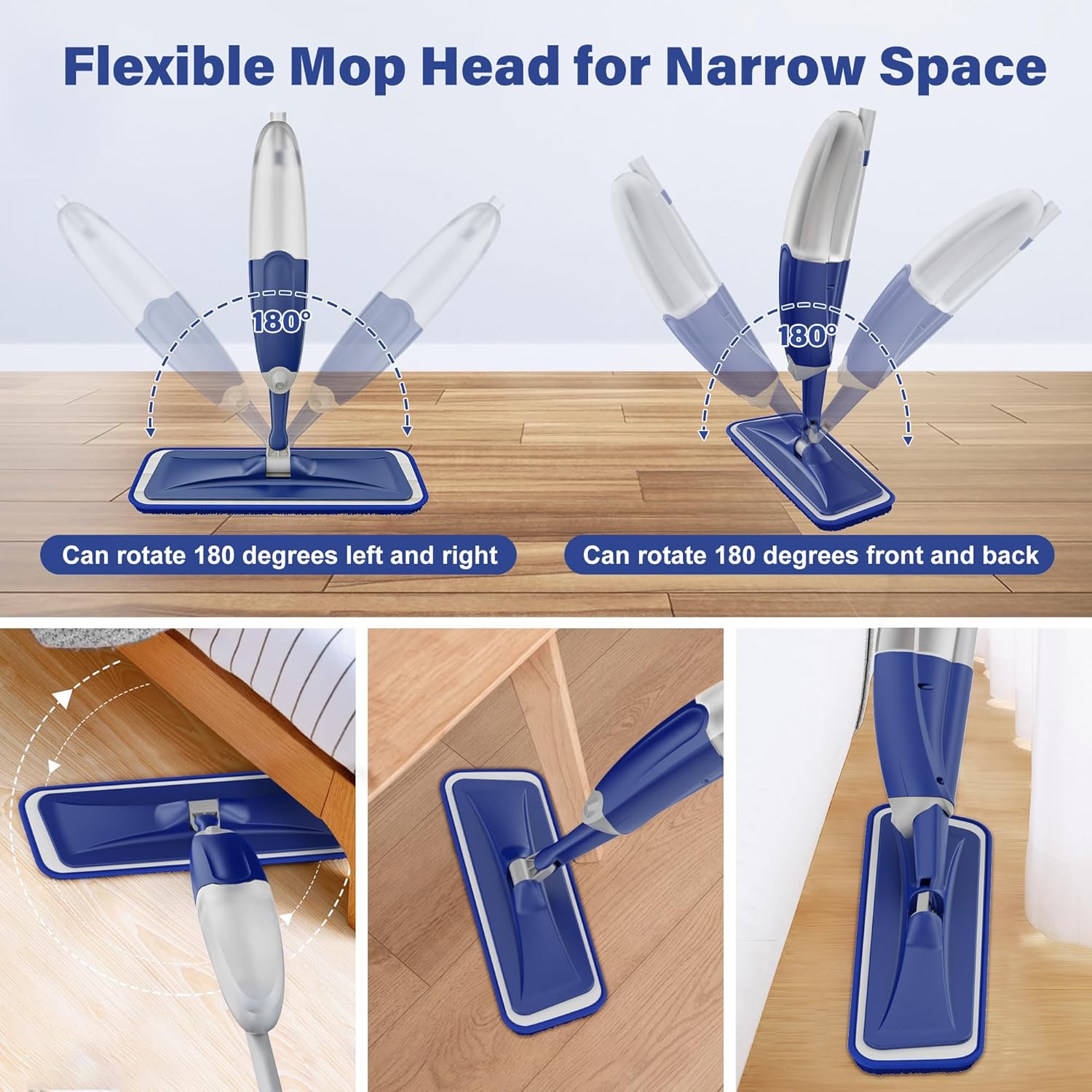 ILAVCLEAN Microfiber Spray Mop - 3 Washable Pads for Wet Dry Cleaning