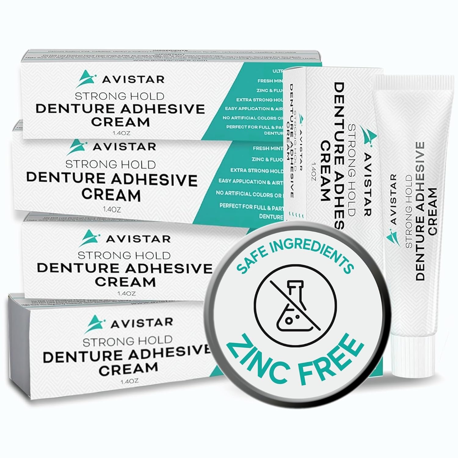 Avistar Extra Strong Denture Adhesive Cream 5 Pack 7 Fl Oz