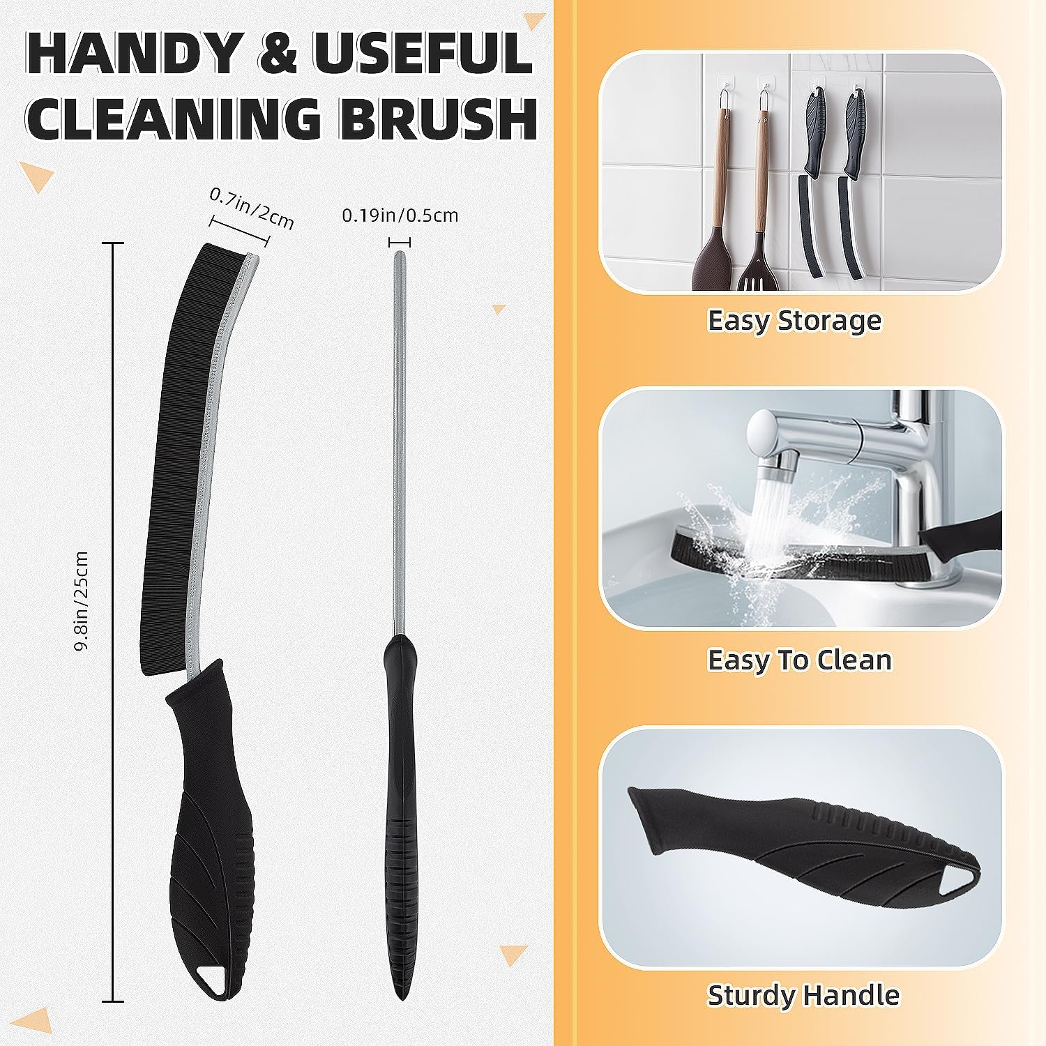 KMOSENIA 3-Piece Hard Bristle Crevice Cleaning Brush Set