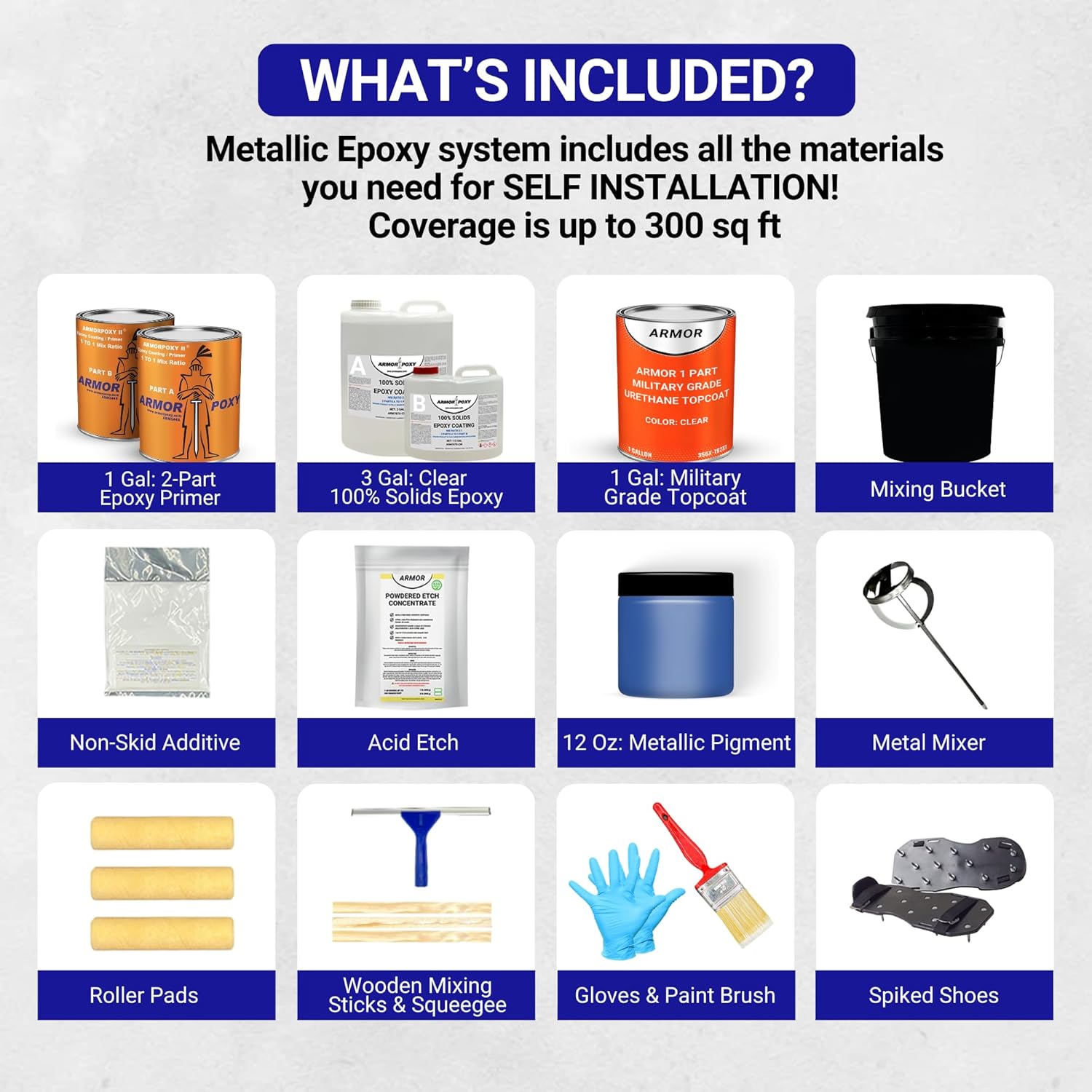ArmorPoxy Metallic Epoxy Floor Kit 300 Sq Ft 1