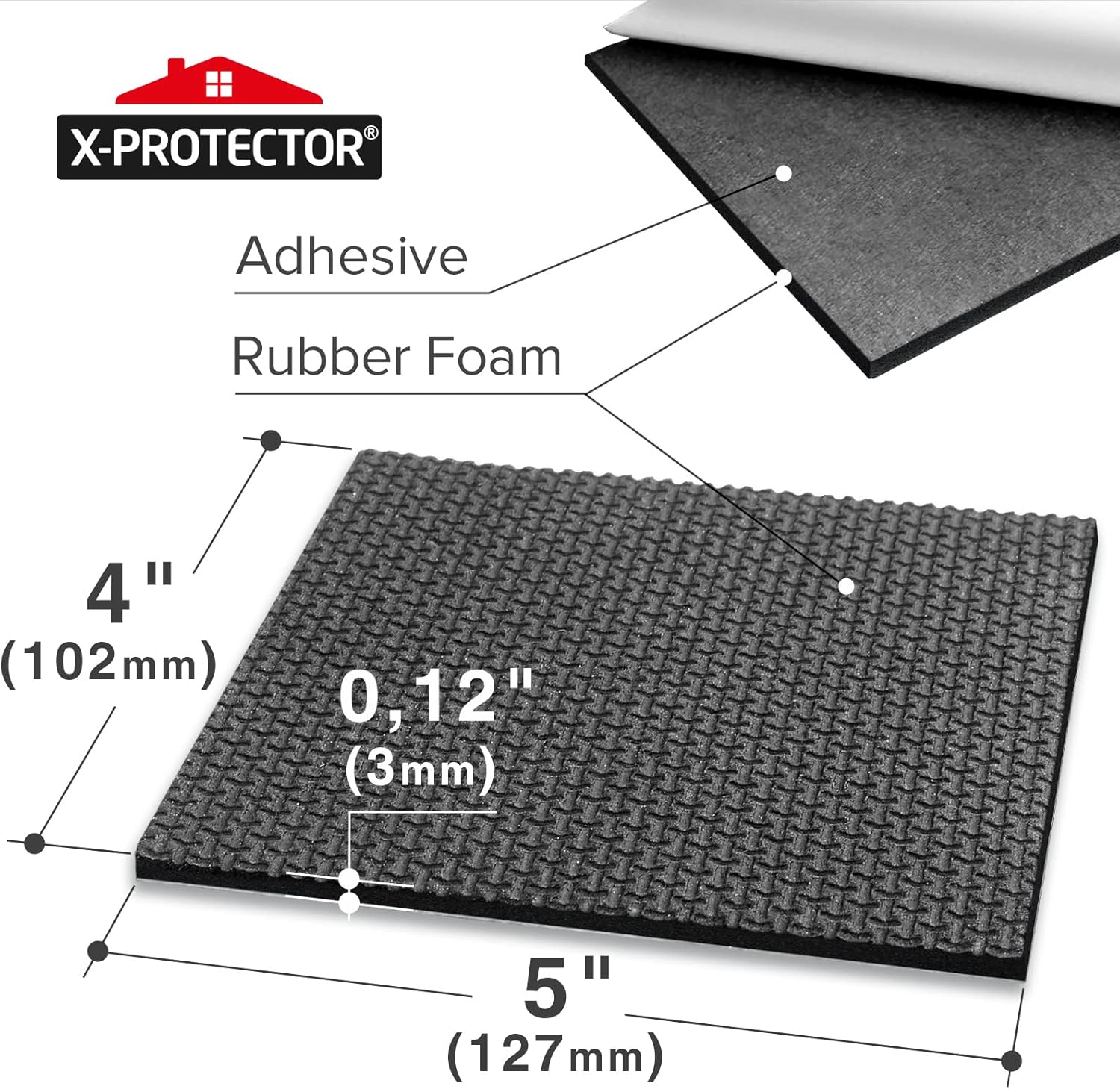 X-Protector Rubber Sheet Pads - 4PCS Non Slip Black Anti Skid