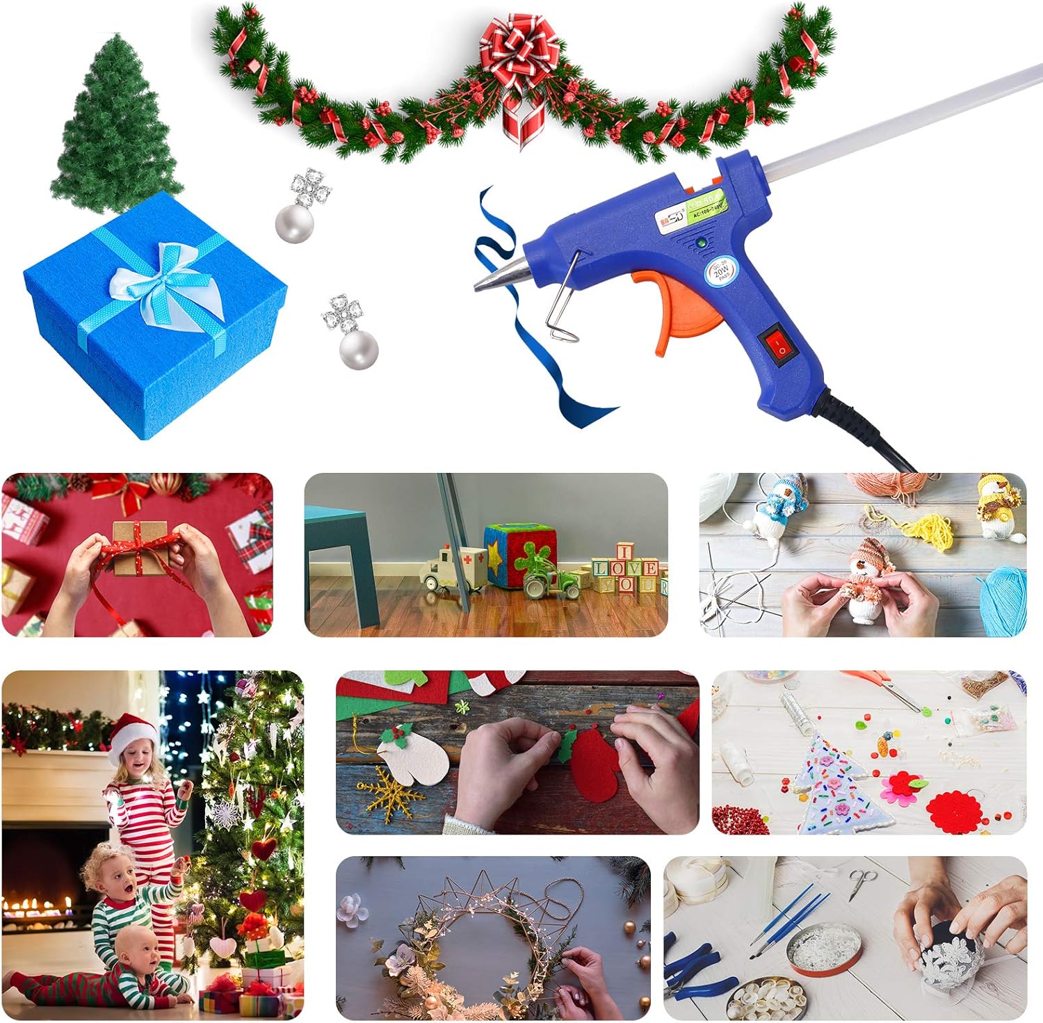 Glamgen Hot Glue Gun Mini with 20 Sticks and 20 Wood Sticks