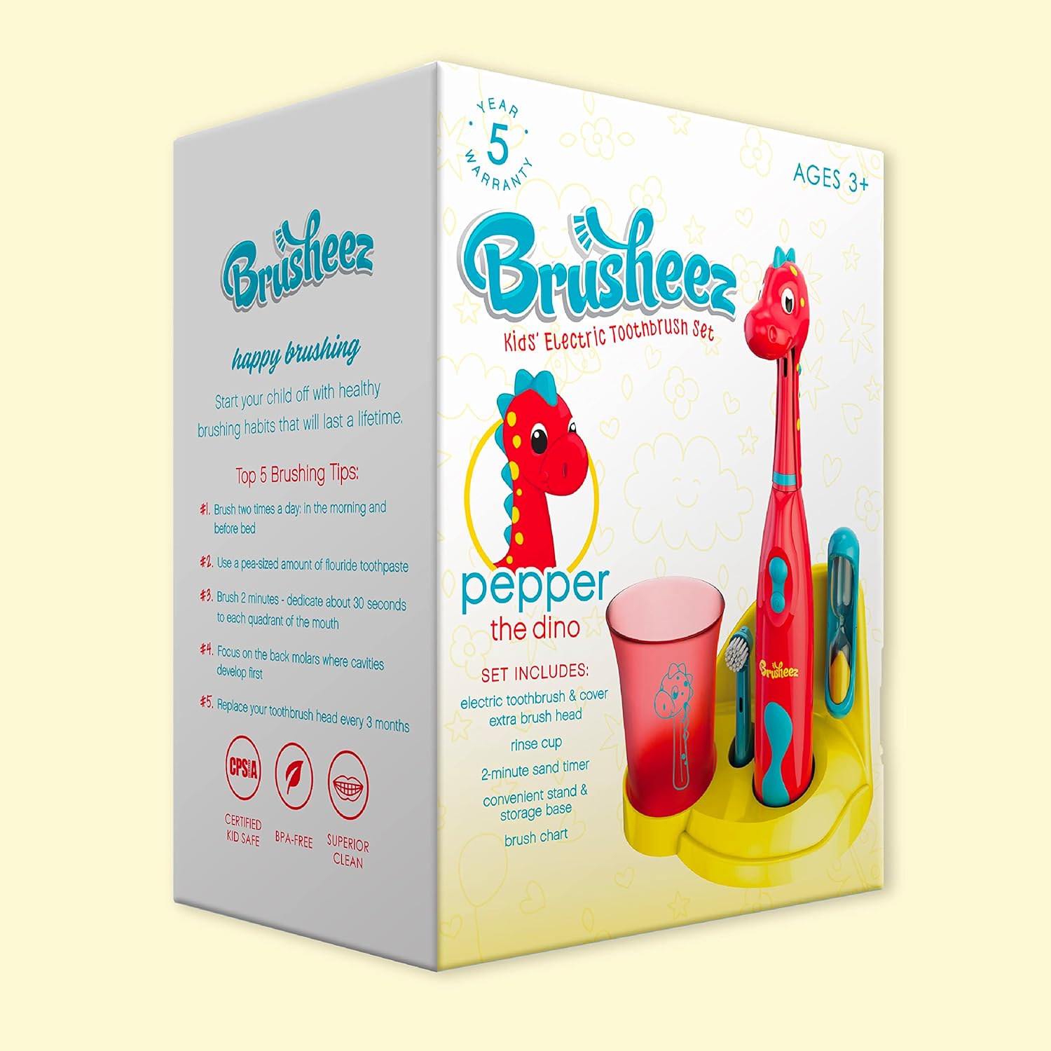 Brusheez Kids Electric Toothbrush Set - 2 Min Timer Safe Bristles