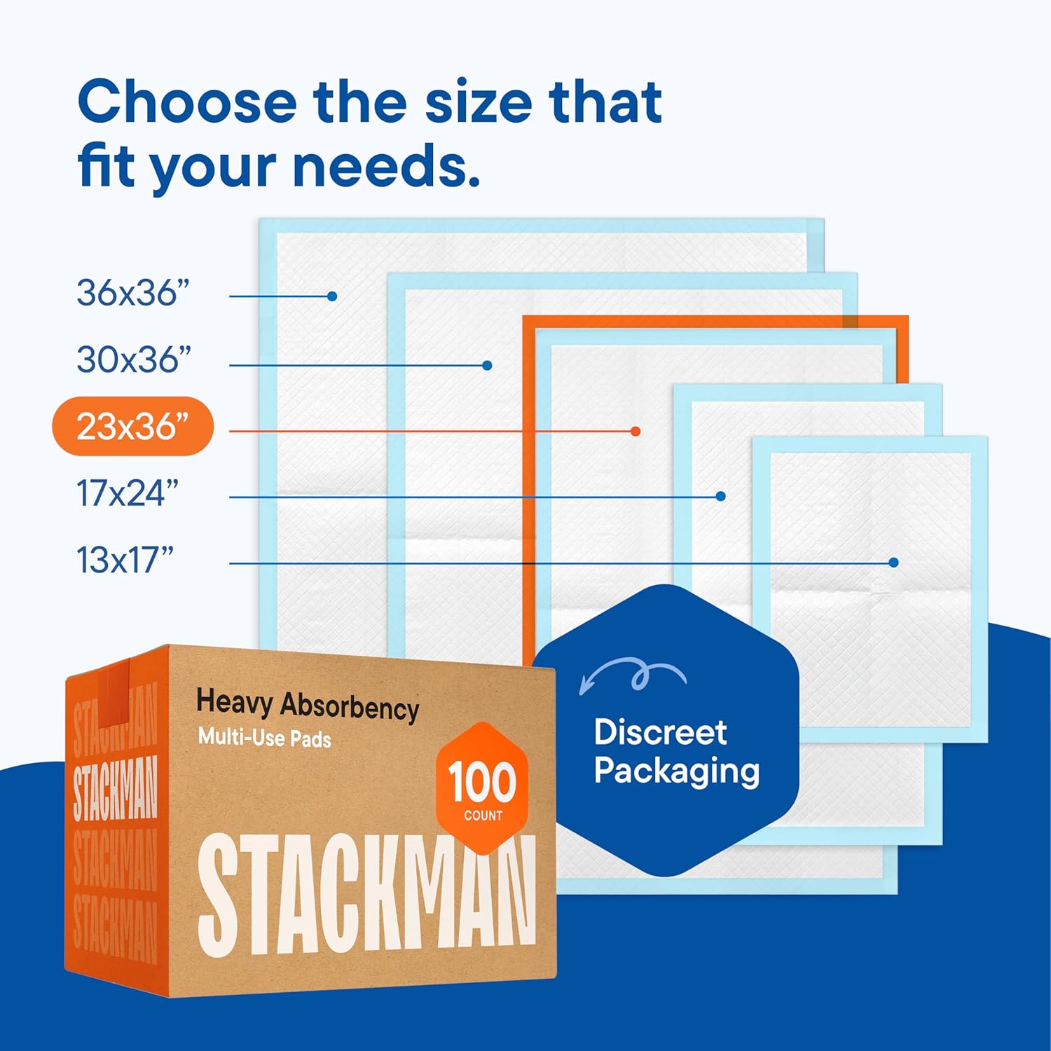Stack Man Chucks Pads 100-Pack Adult Incontinence Underpads