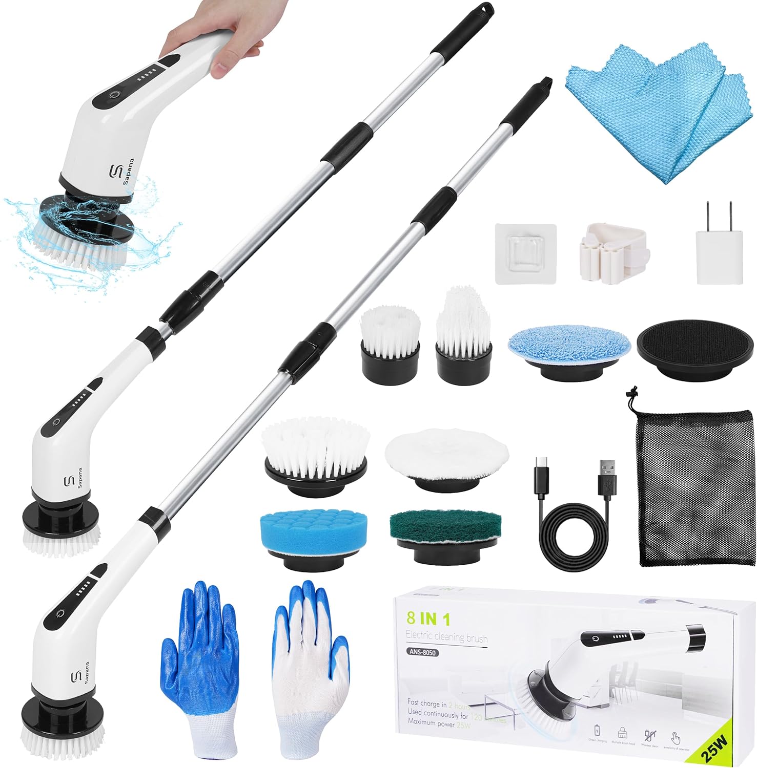 SAPANA Electric Scrubber with 8 Heads and Gloves 1