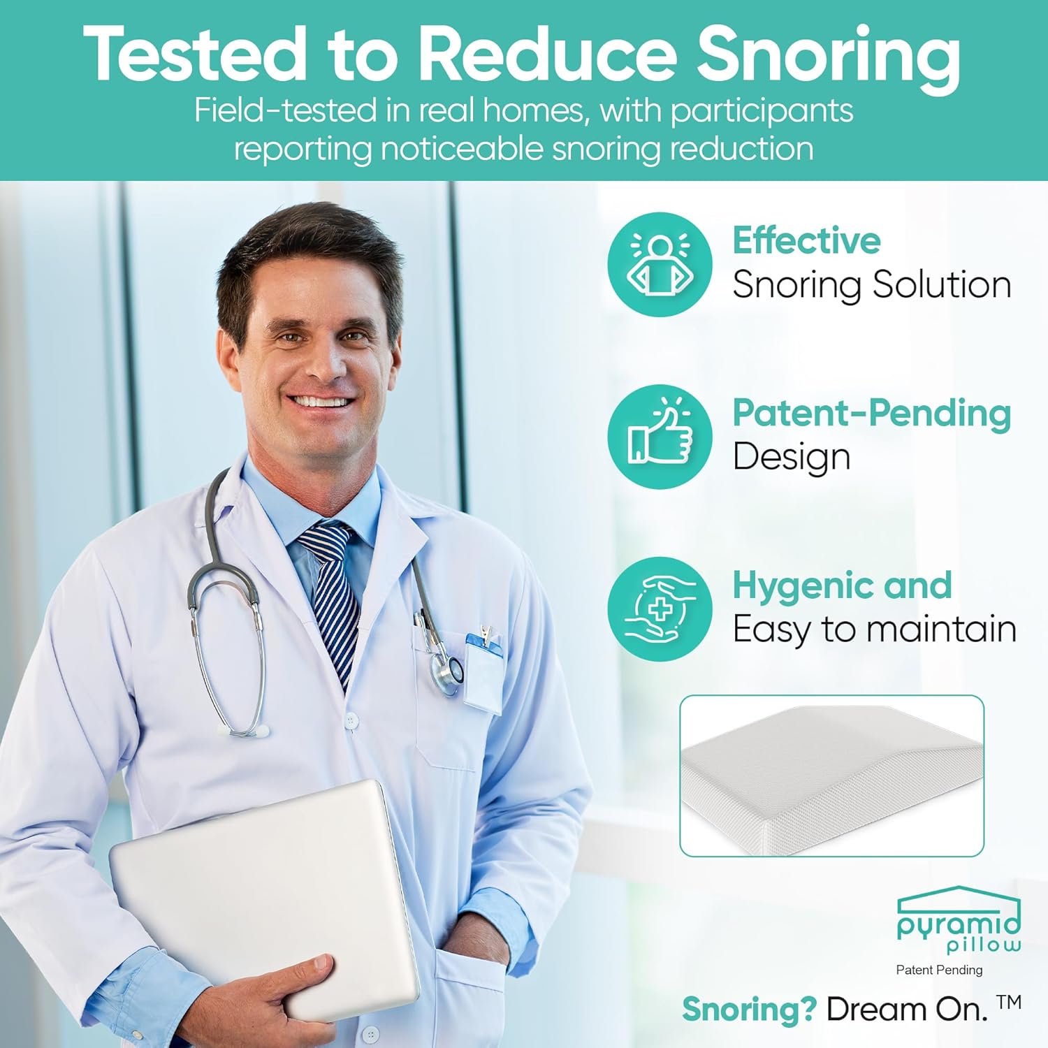 Pyramid Pillow - Anti-Snoring Aid for Side Sleepers