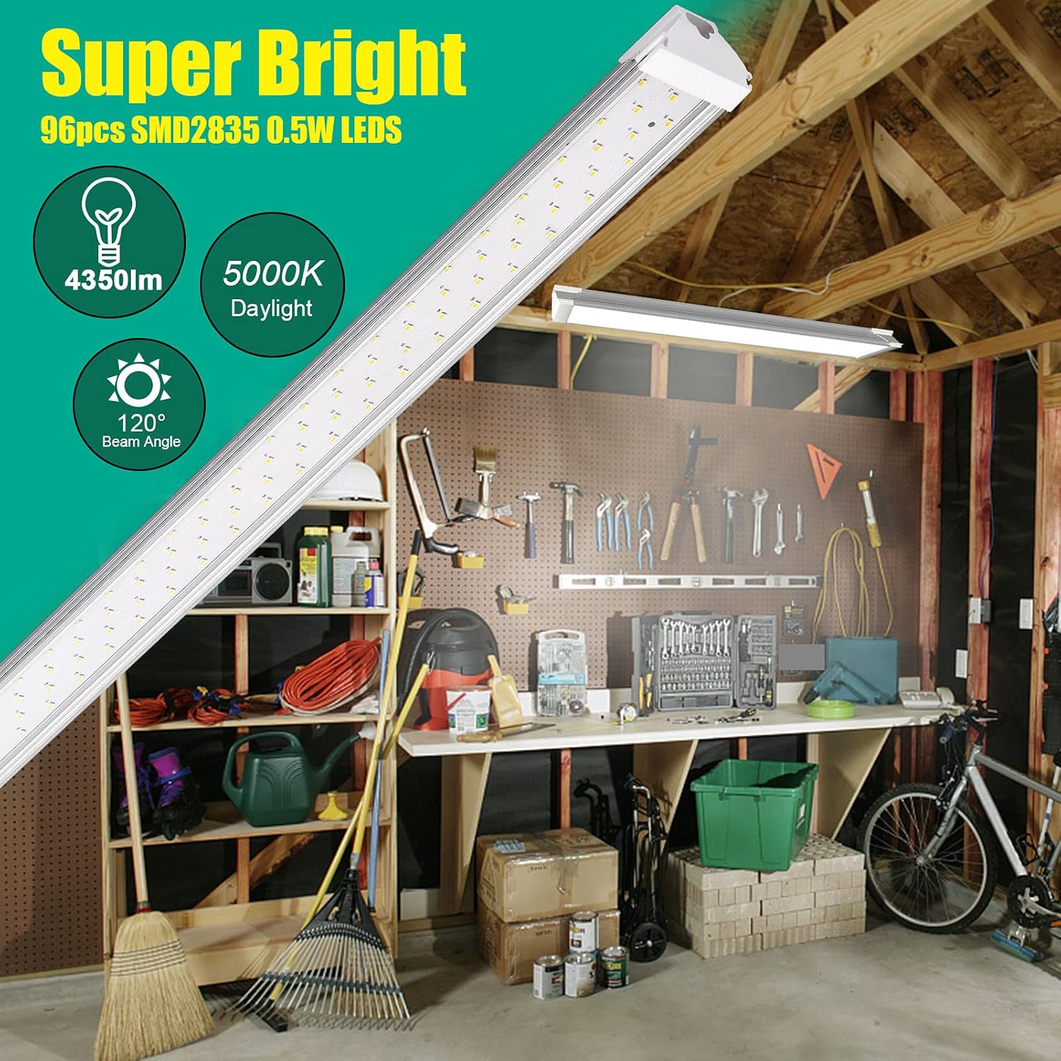 SZHLUX 6 Pack LED Shop Light 2FT 30W 4350LM Daylight White