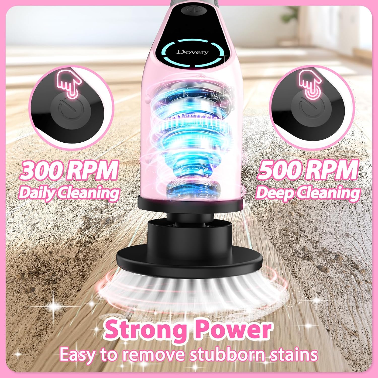Dovety Electric Spin Scrubber with 8 Brush Heads and Extension Handle