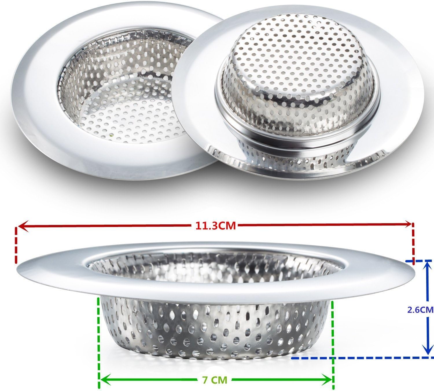 2PCS Stainless Steel Kitchen Sink Strainer 45 Diameter