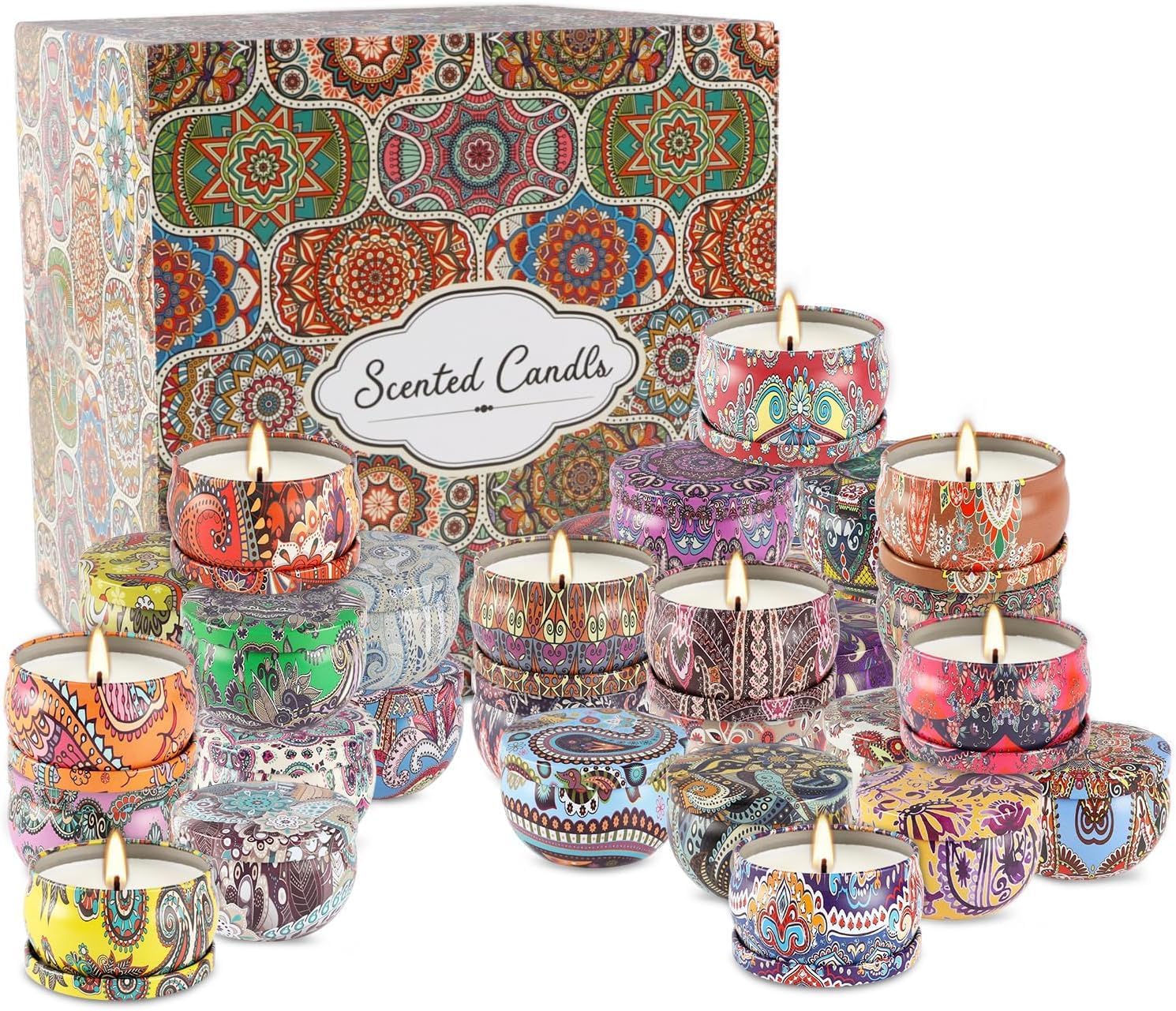 Set of 36 Scented Soy Candles for Gifts