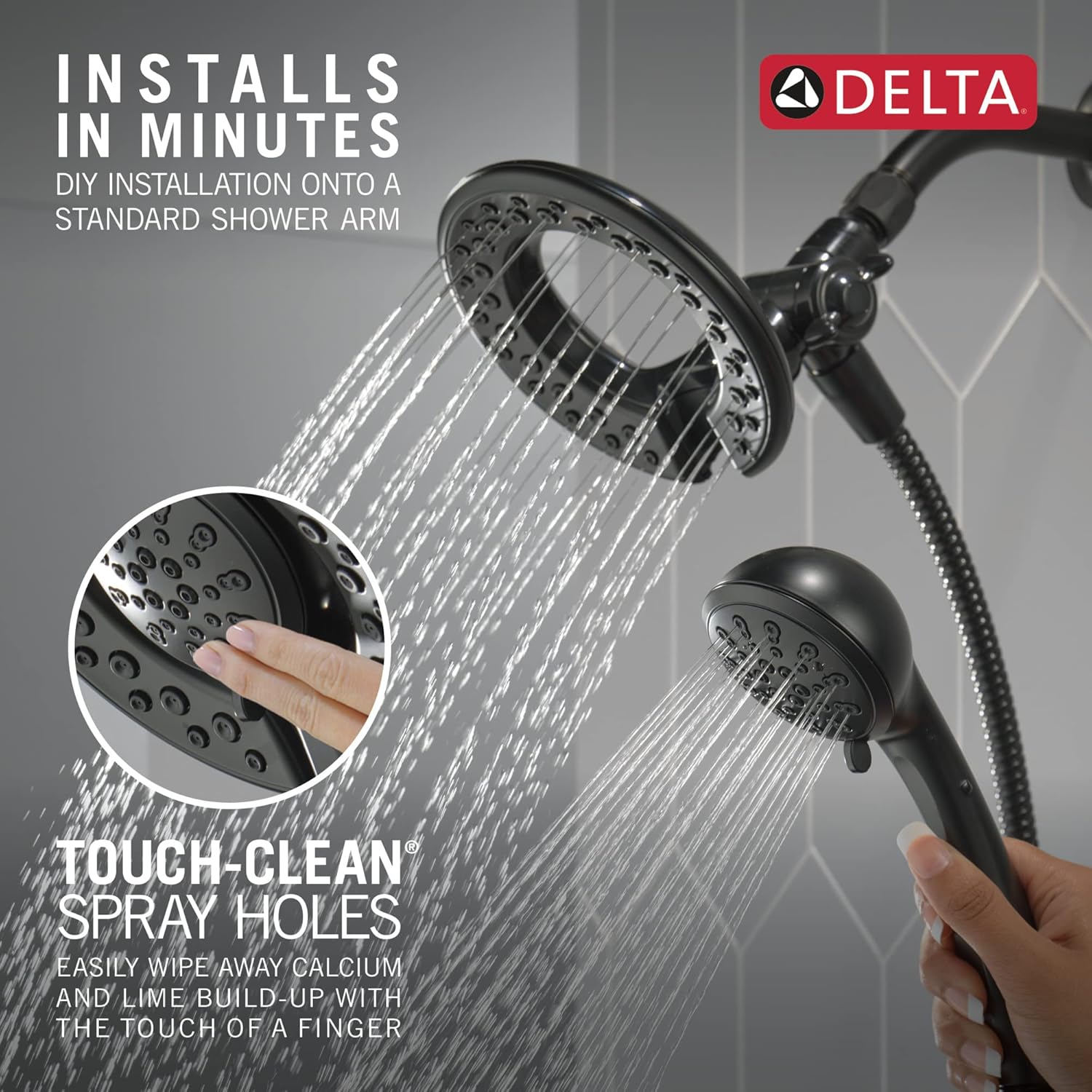 Delta In2ition 2-in-1 Black Shower Head with Handheld