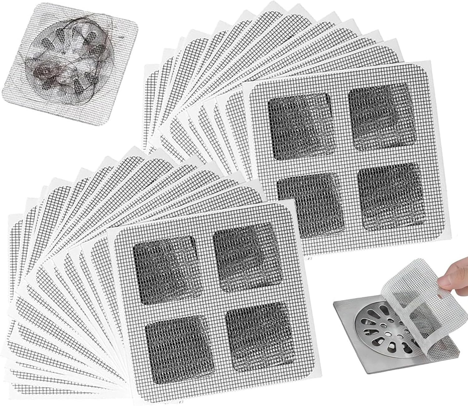 60PCS Hair Catcher Drain Sticker for Bathroom Kitchen