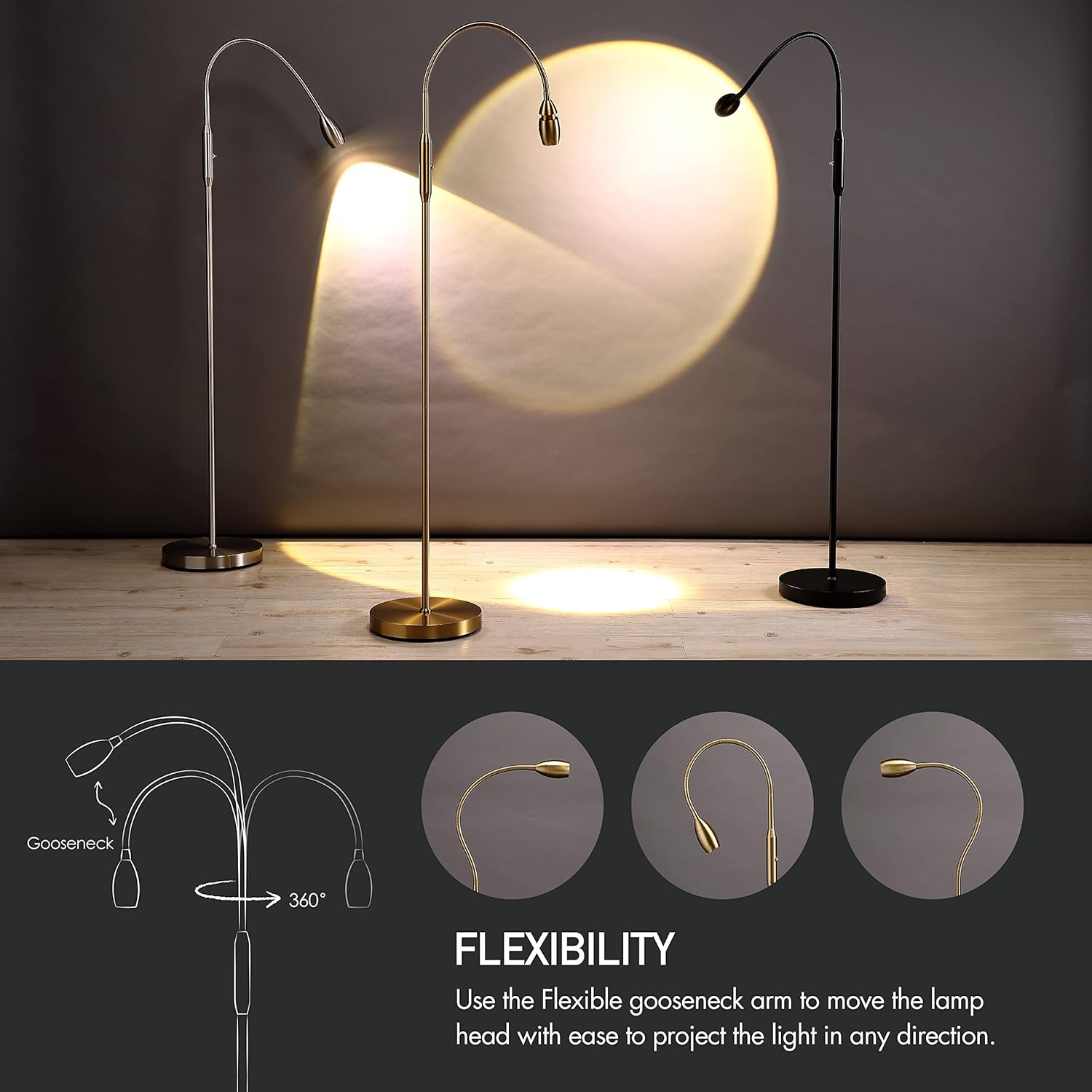 OBright Ray Floor Lamp - Dimmable Zoomable Flexible