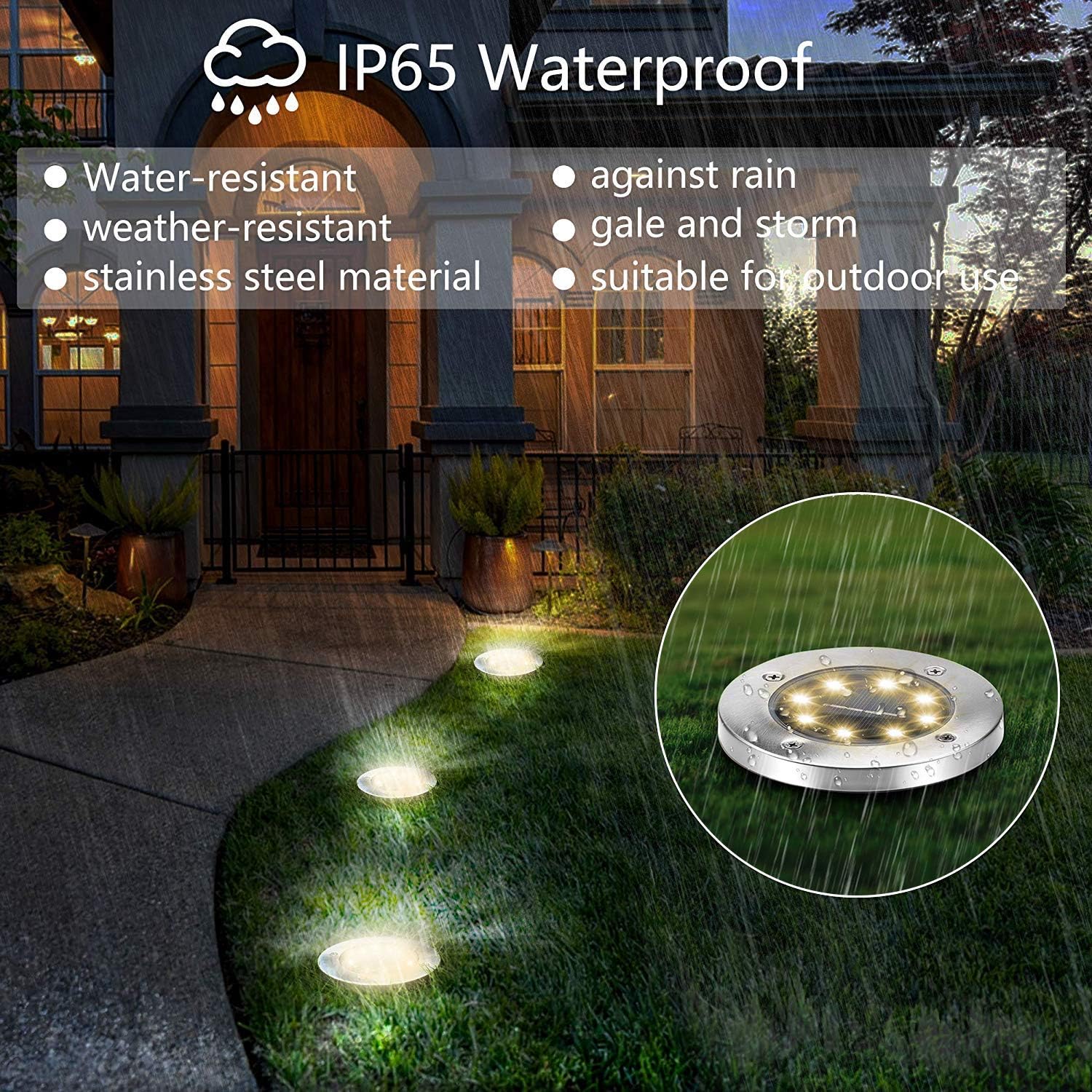 ZGWJ Solar Ground Lights 8 Pack Warm White 1