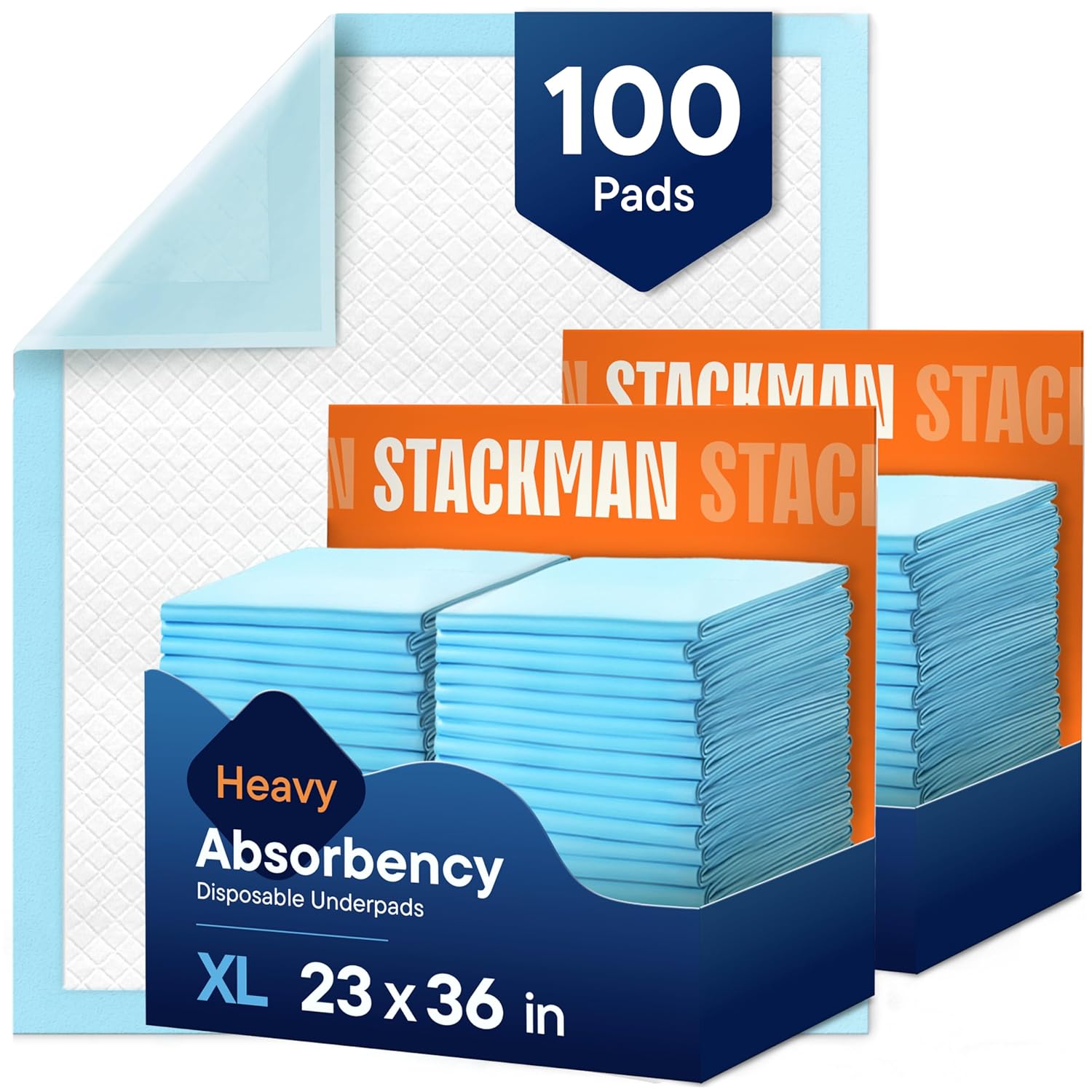 Stack Man Chucks Pads 100-Pack Adult Incontinence Underpads