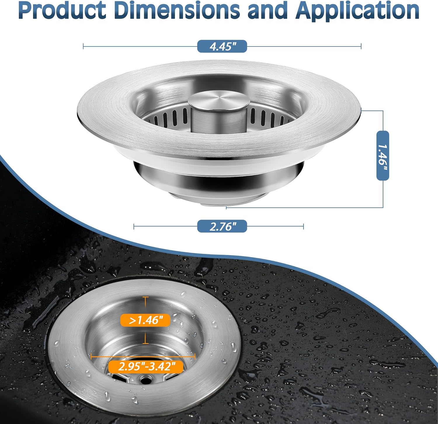 3 in 1 Kitchen Sink Drain Strainer with Pop Up Stopper