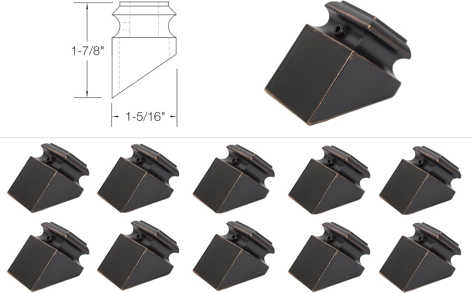 SH904 Iron Baluster Shoes Set of 10 Oil-Rubbed Copper 1