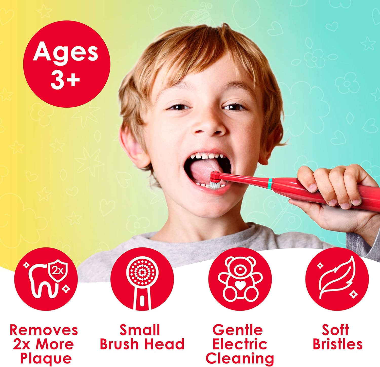 Brusheez Kids Electric Toothbrush Set - 2 Min Timer Safe Bristles