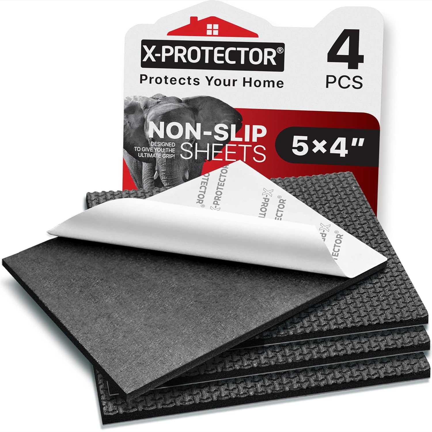 X-Protector Rubber Sheet Pads - 4PCS Non Slip Black Anti Skid