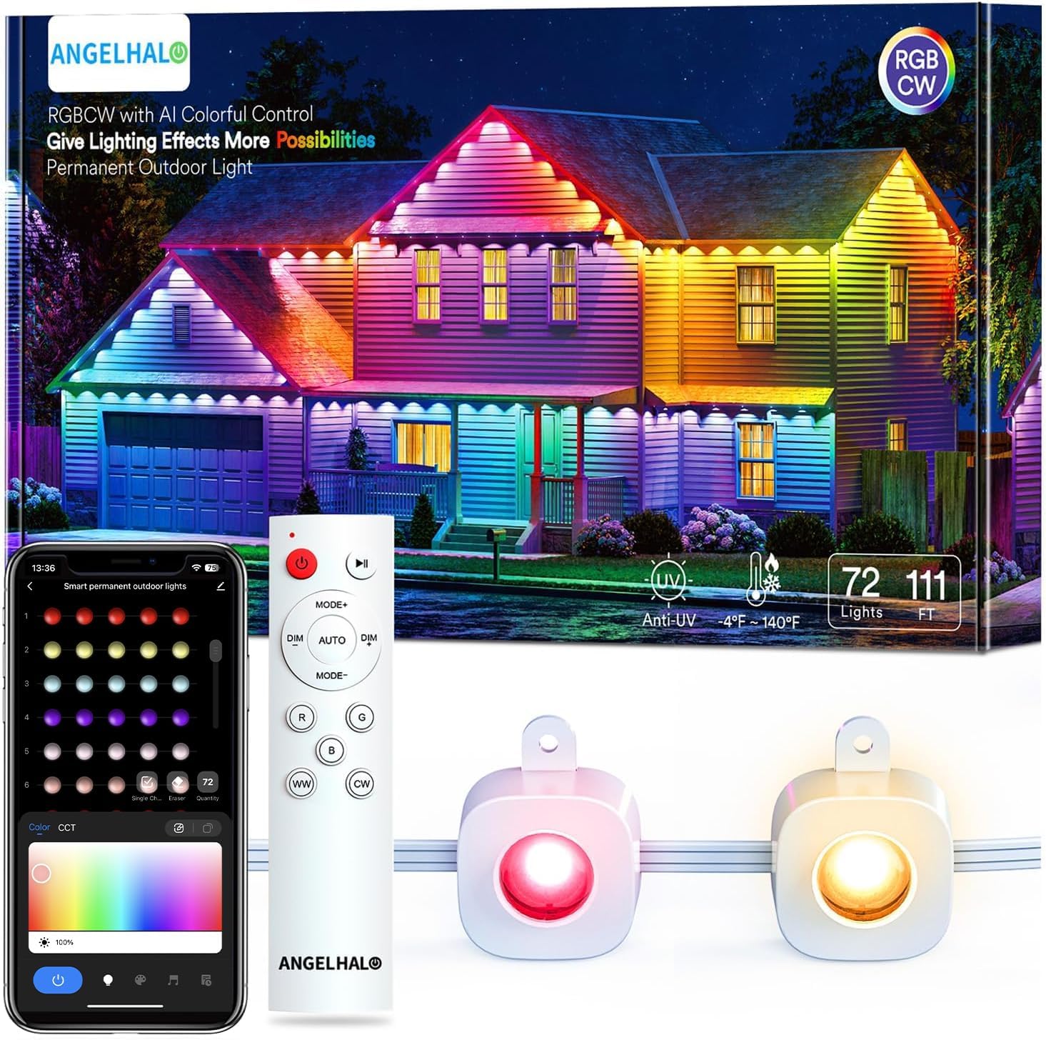 ANGELHALO 100ft Smart String Lights with 72 LEDs 1