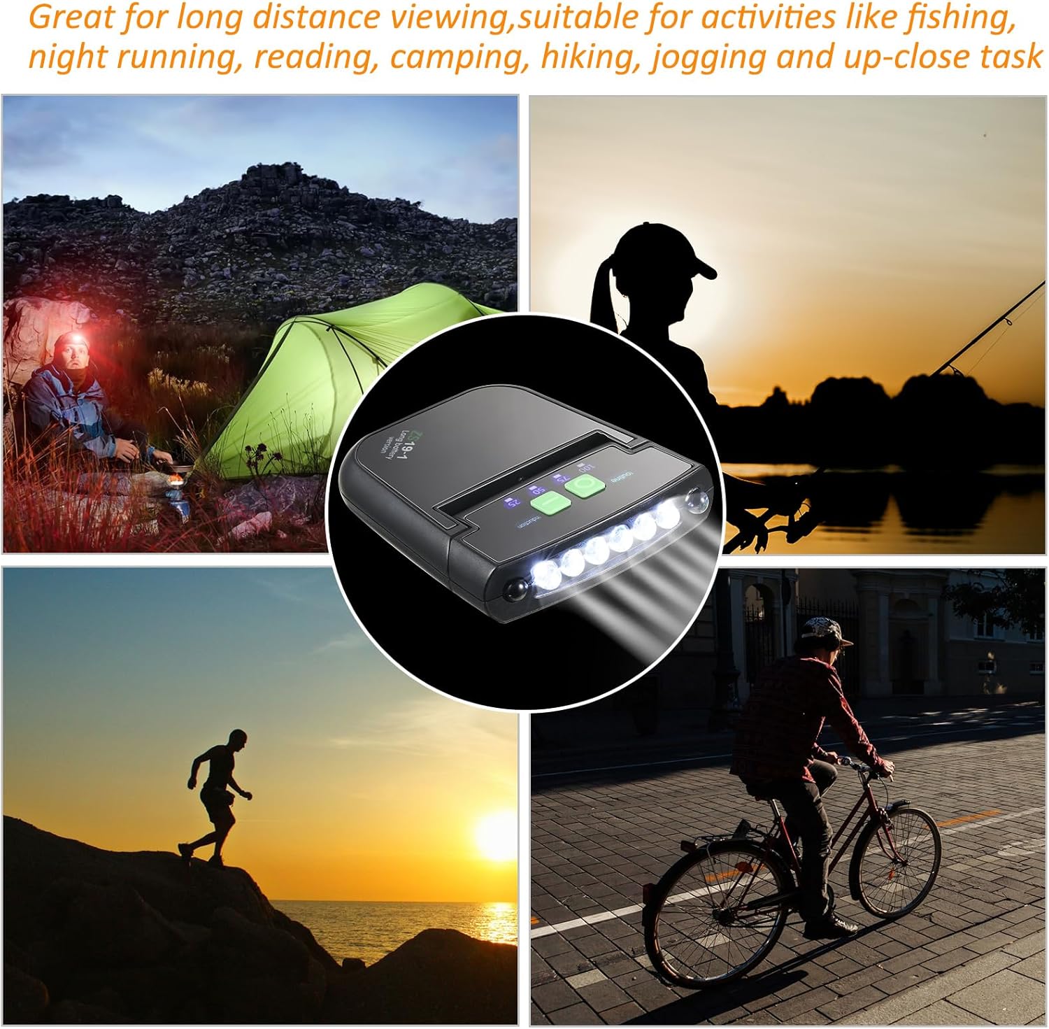 Mudder 2 Piece LED Cap Flashlight Clip with USB Rechargeable