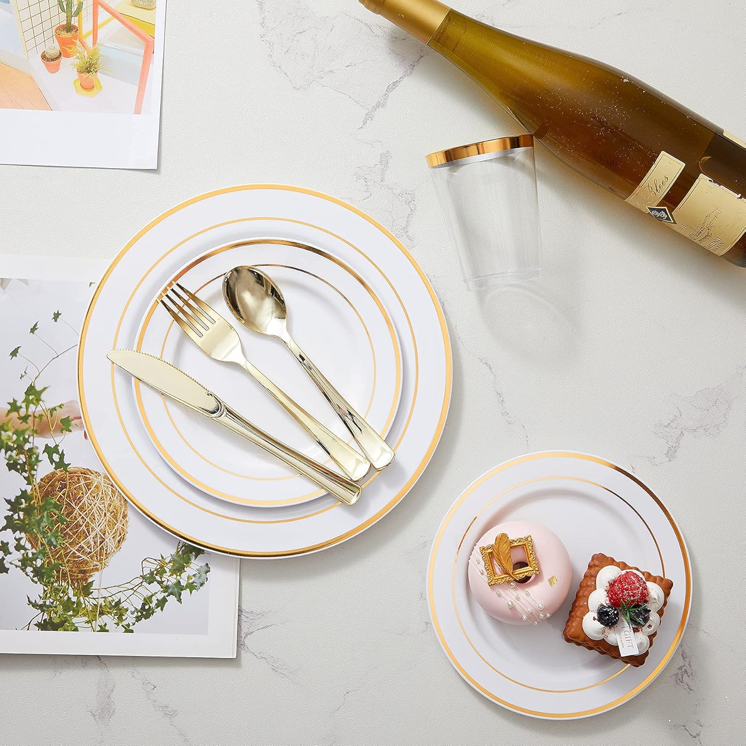 N9R 300PCS Gold Plastic Cutlery Set