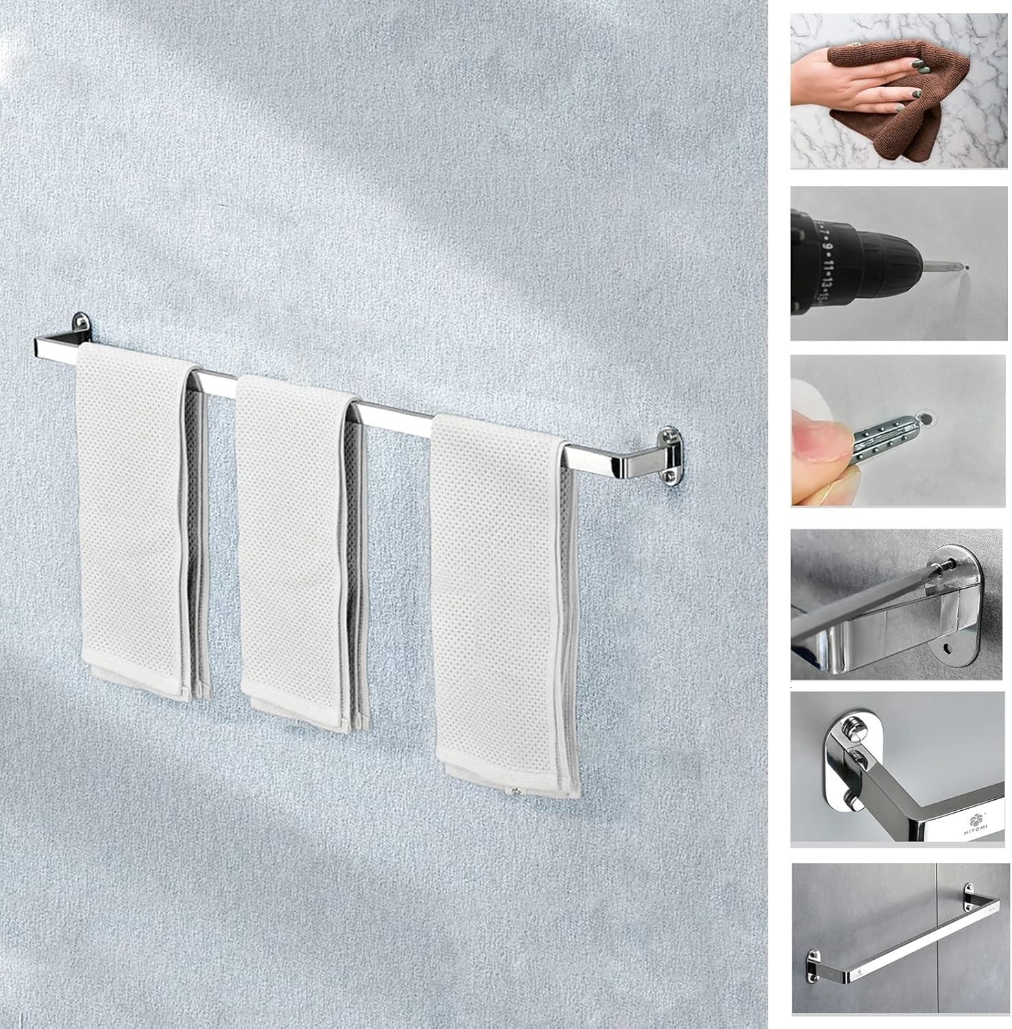 Stainless Steel Wall Mount Towel Bar Rail 40cm-120cm